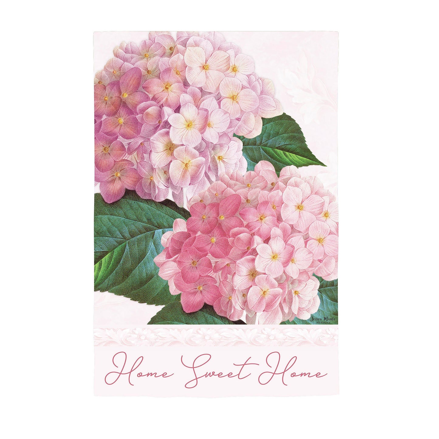 Pink Hydrangea Suede House Flag