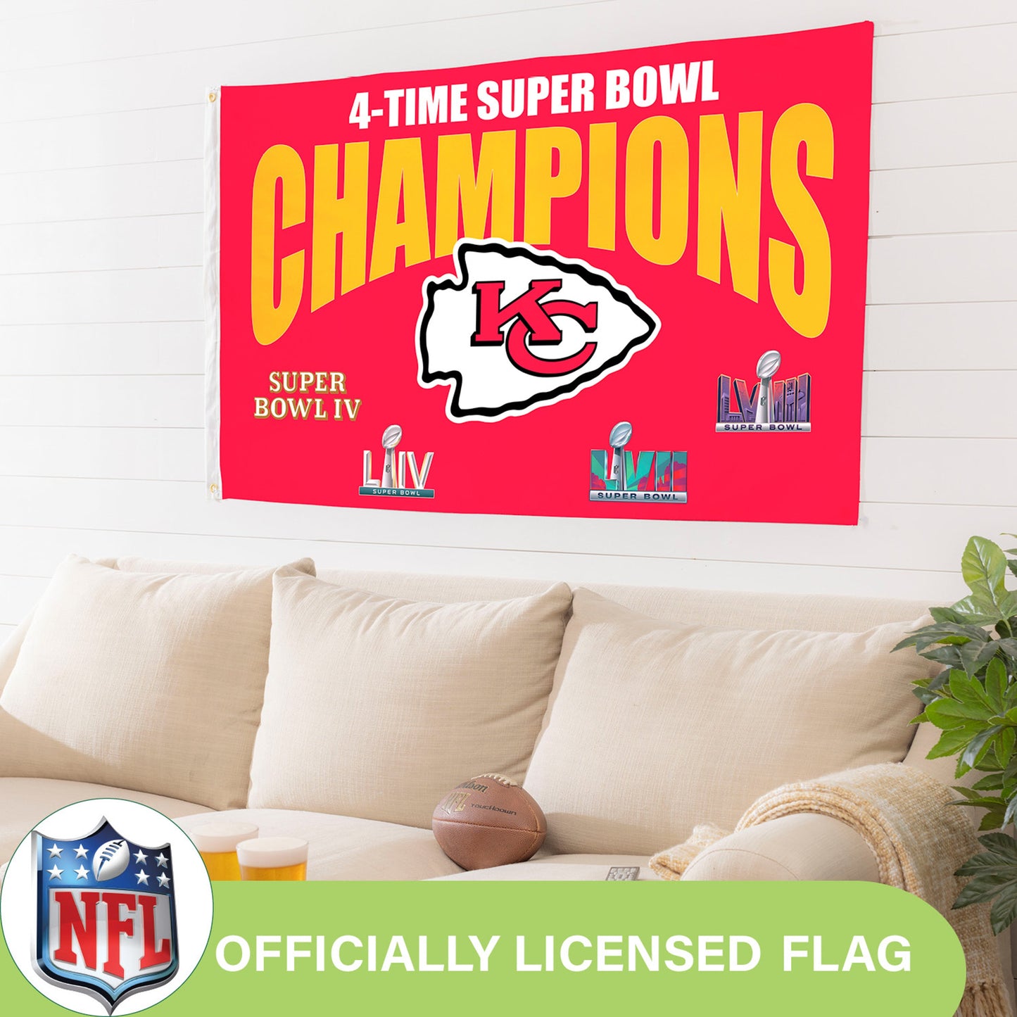 Kansas City Chiefs Multi-Win Superbowl Champions Football 3x5 Flag