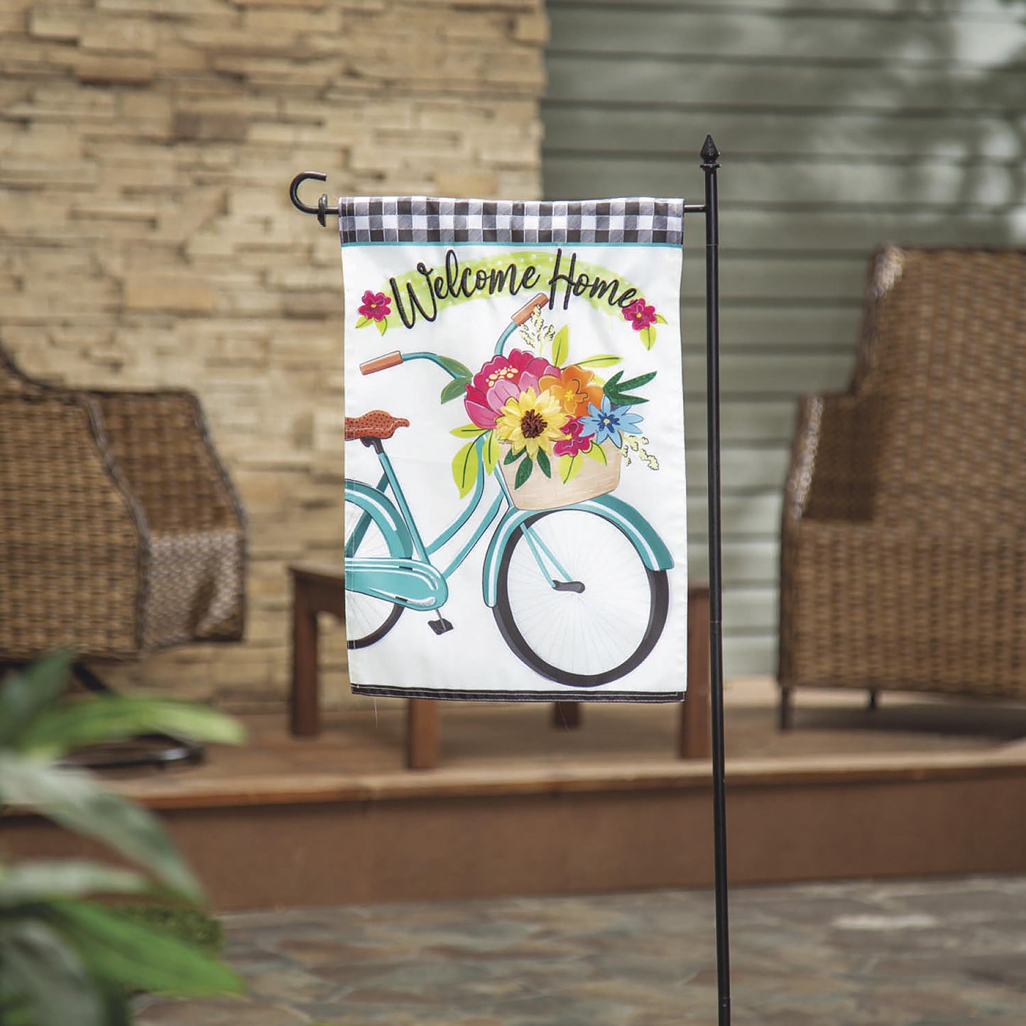 Welcome Home Bicycle Applique Garden Flag