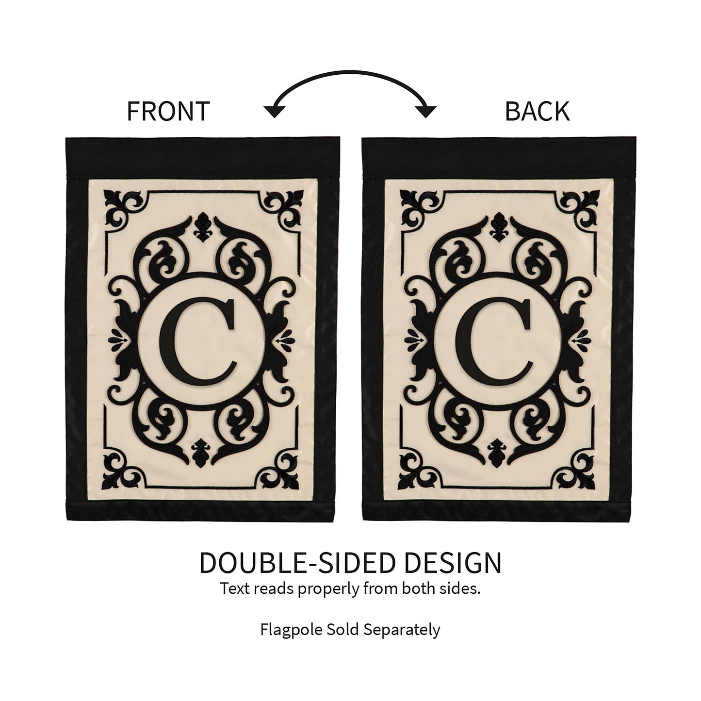 Cambridge Monogram Garden Applique Flag, Letter C
