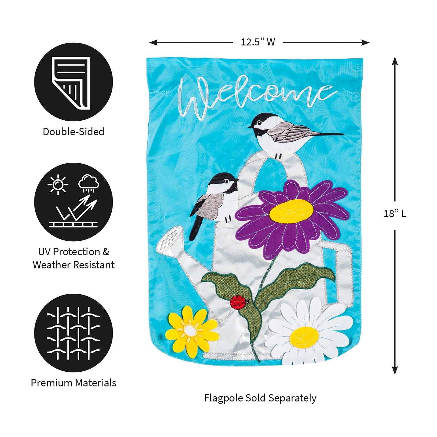 Chickadee Garden Garden Applique Flag