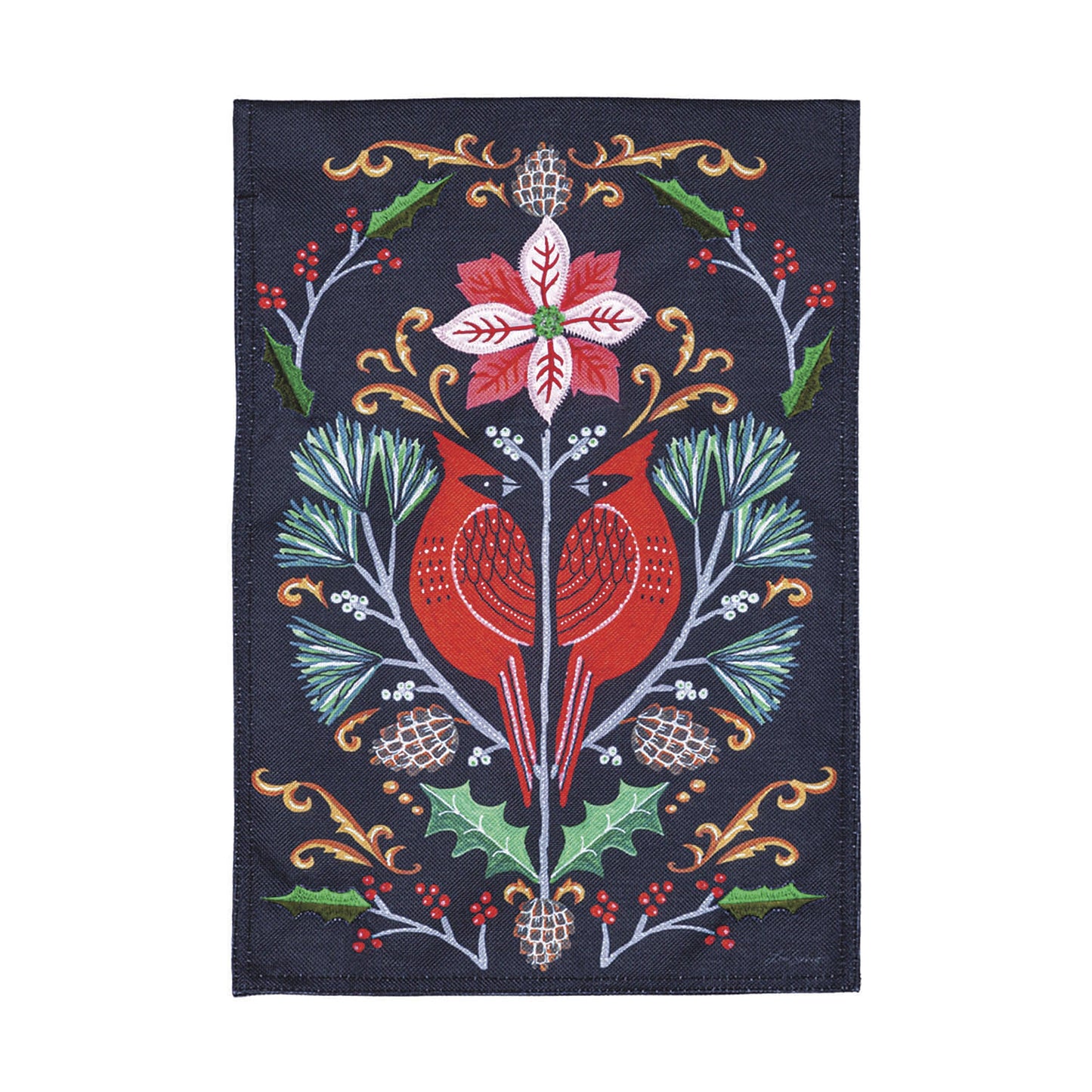 Cardinal Damask Burlap Garden Flag