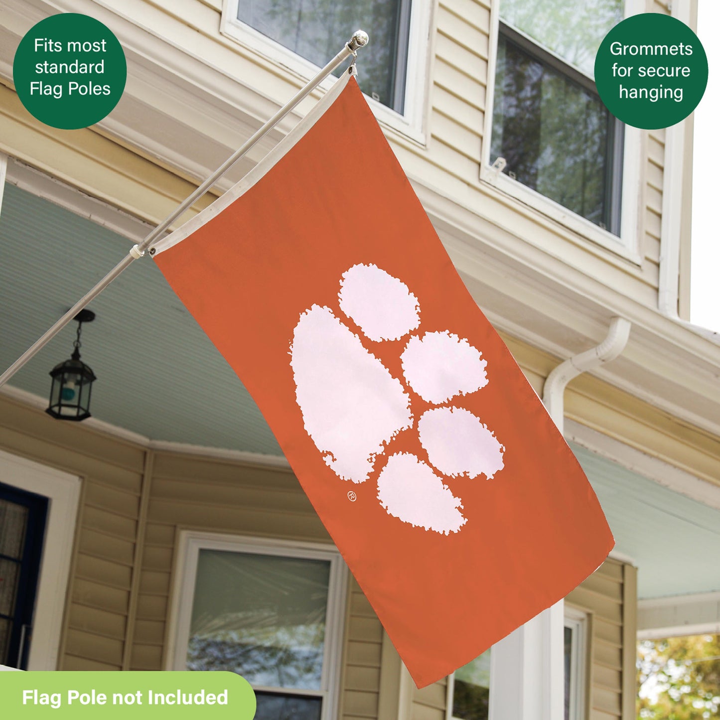 Clemson University Single Sided Estate Flag with 2 Grommets, 3'x5'