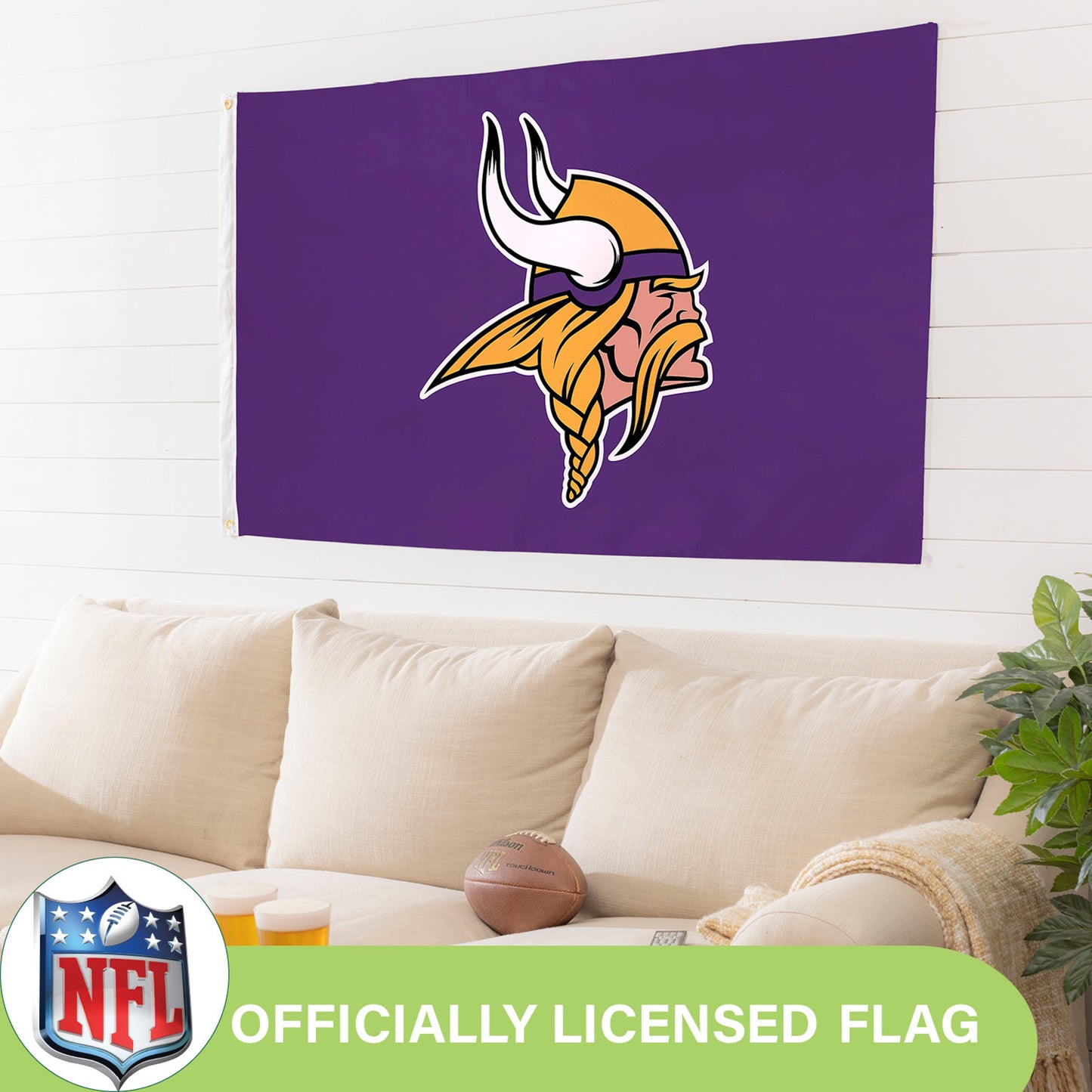 Minnesota Vikings Single Sided Estate Flag with 2 Grommets, 3'x5'