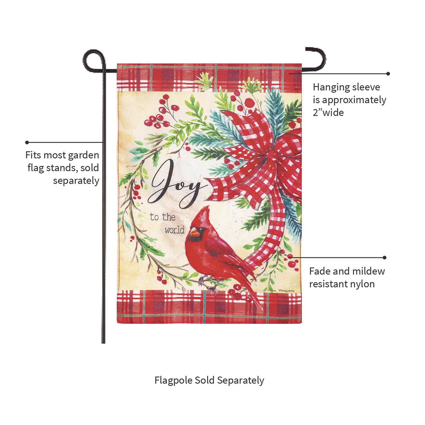 Cardinal Joy Burlap Garden Flag