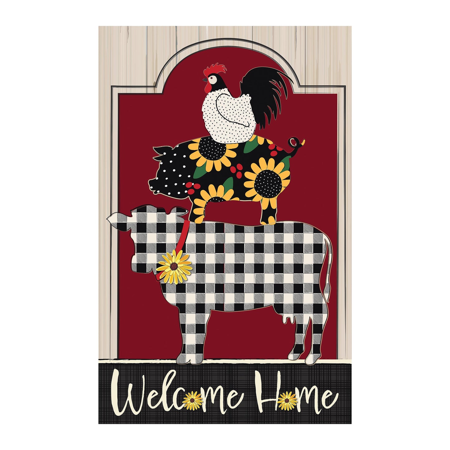 Farm Friends Burlap Garden Flag
