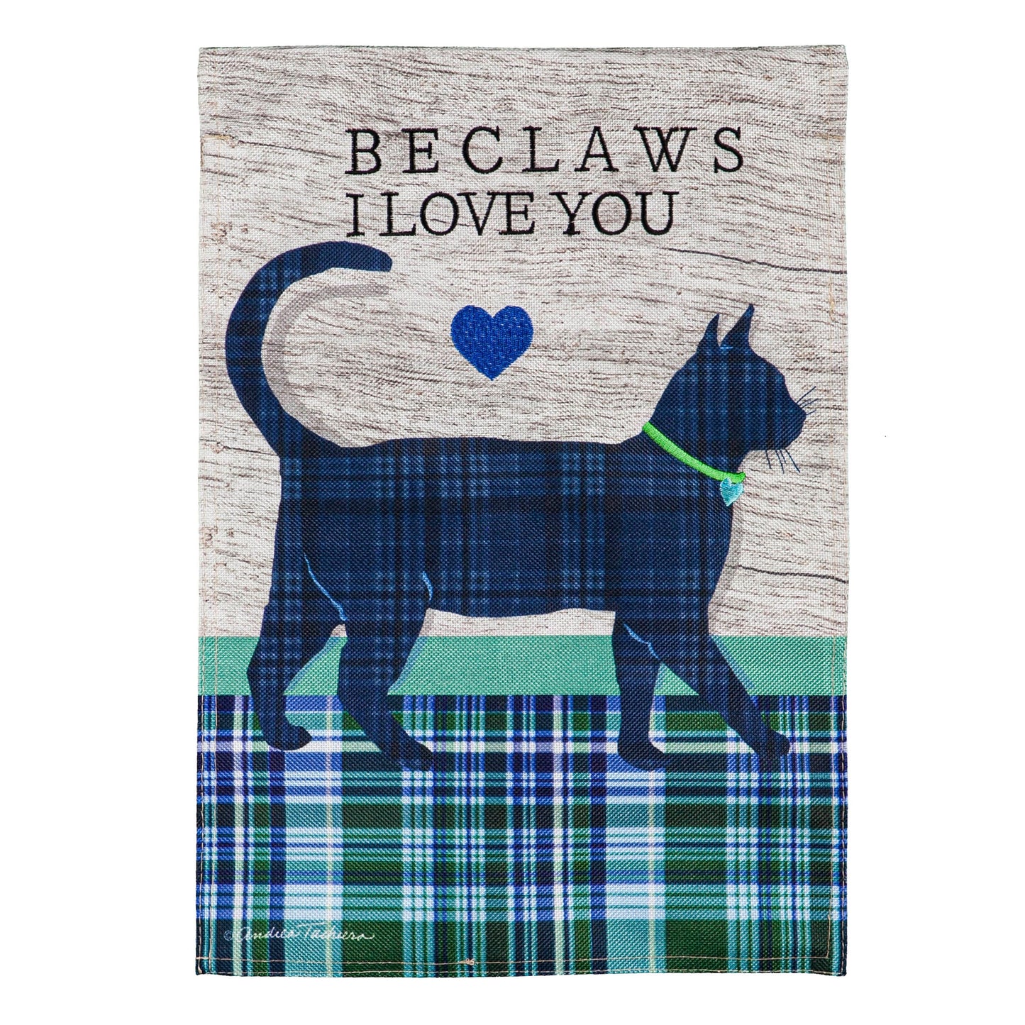 Beclaws I Love You Burlap House Flag