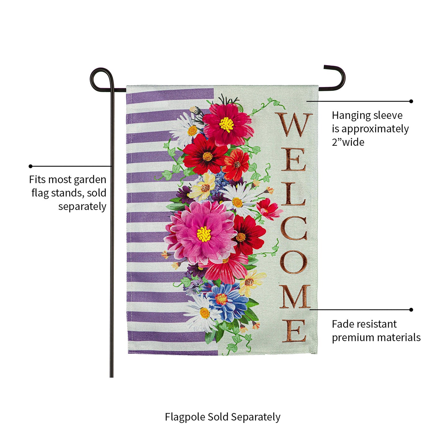 Divided Floral Garden Burlap Flag