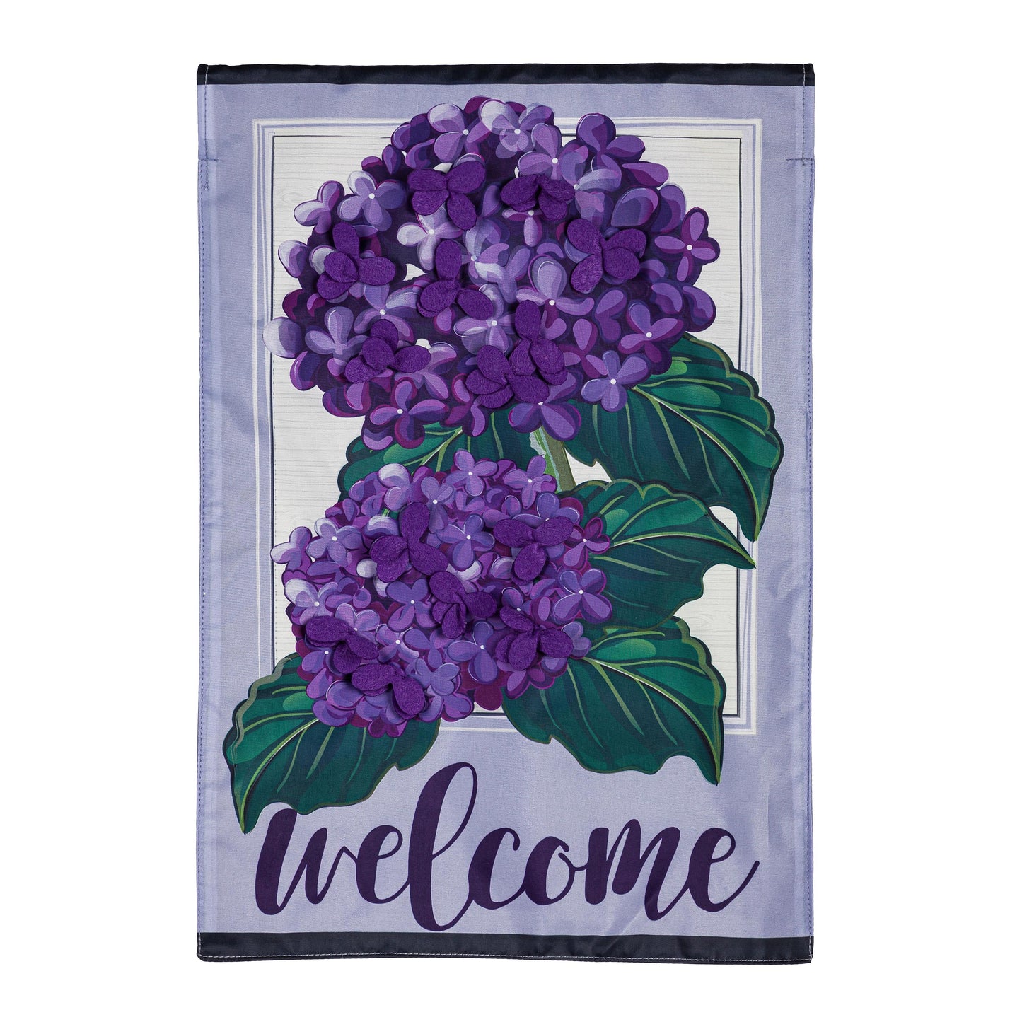 Hydrangea Welcome Garden Applique Flag