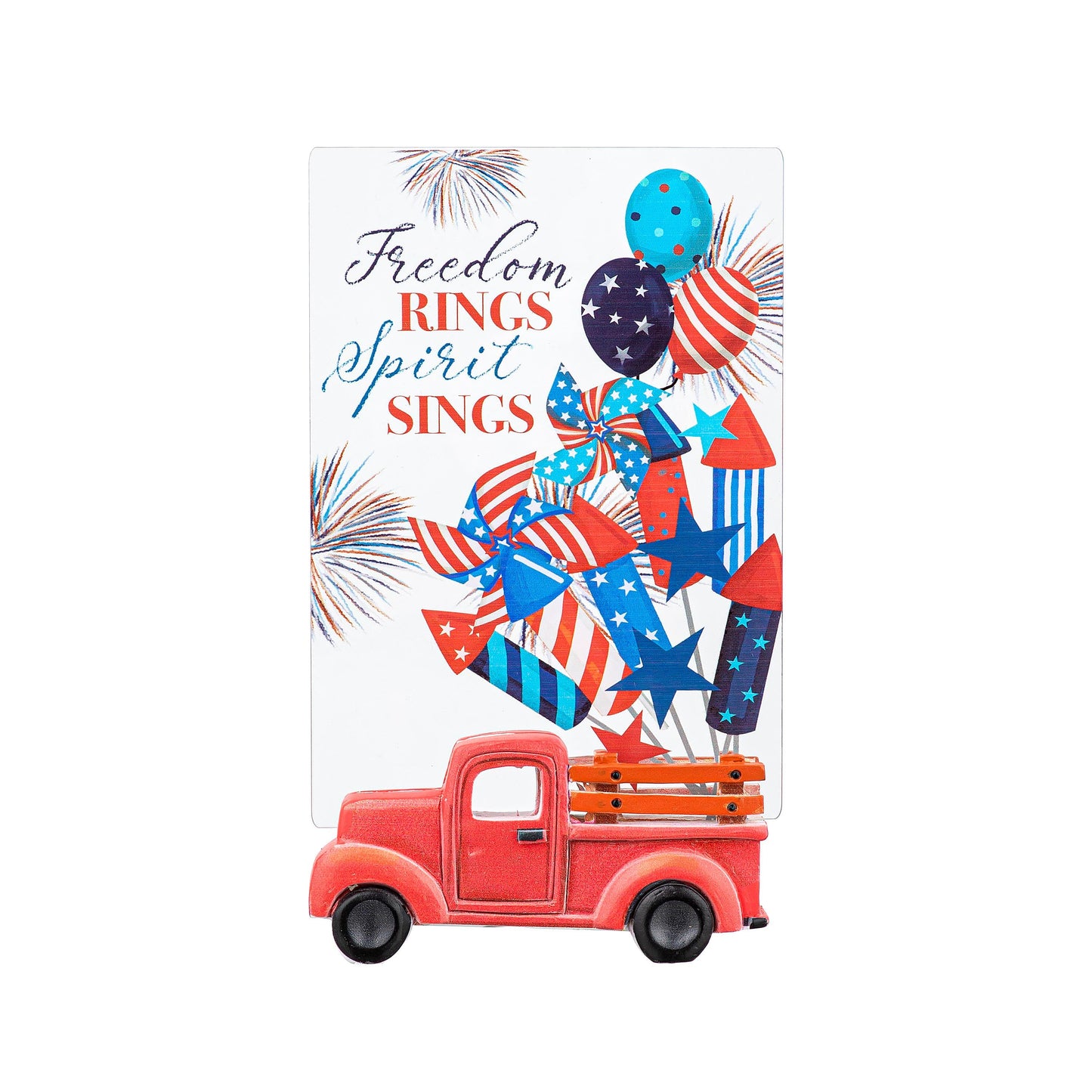 American Flag "Freedom Rings, Spirits Sings" Resin and Acrylic Table Décor, 8.75"H