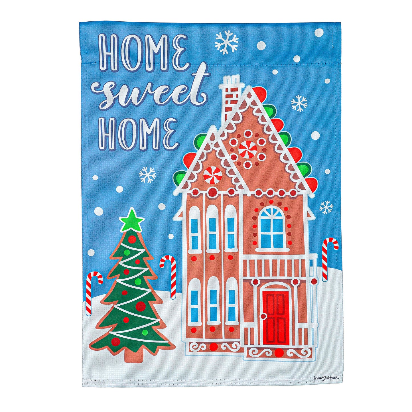 Gingerbread Home Suede Garden Flag