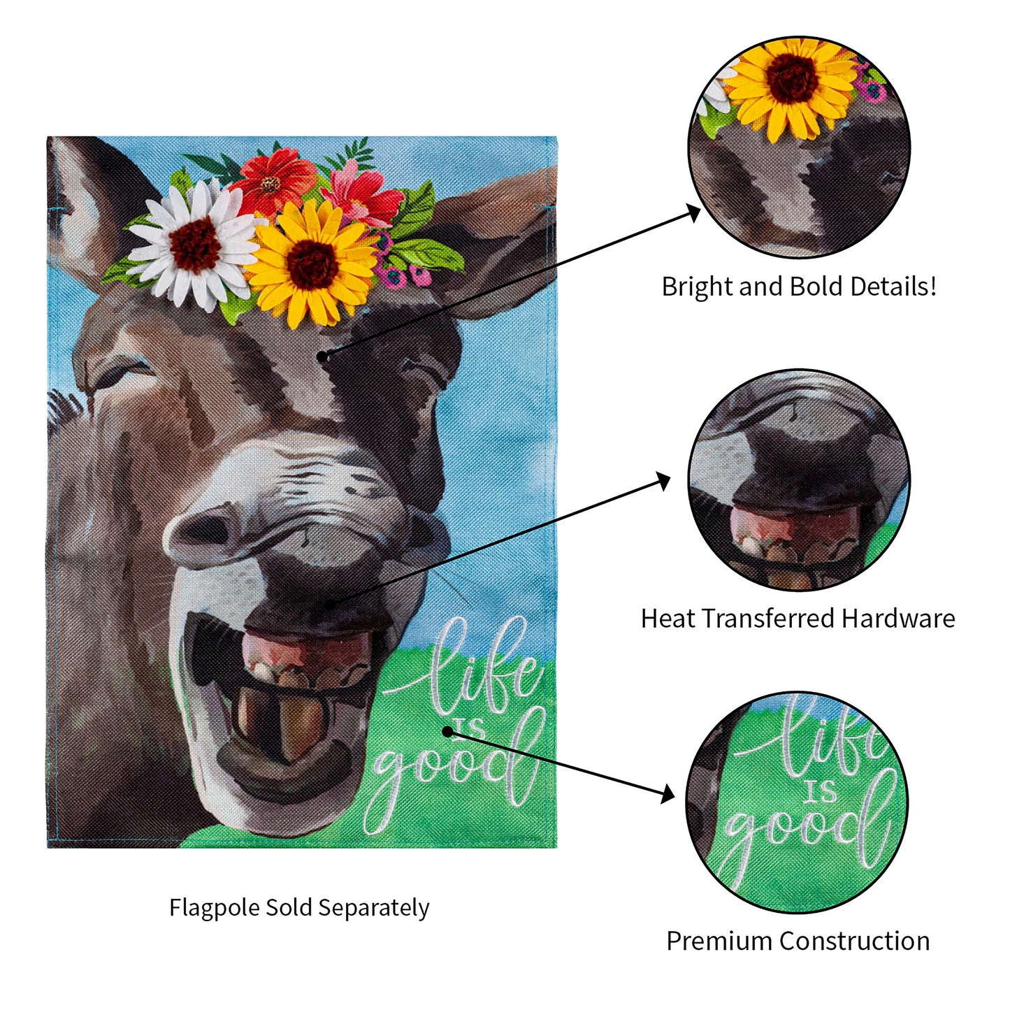 Donkey Friend Garden Burlap Flag