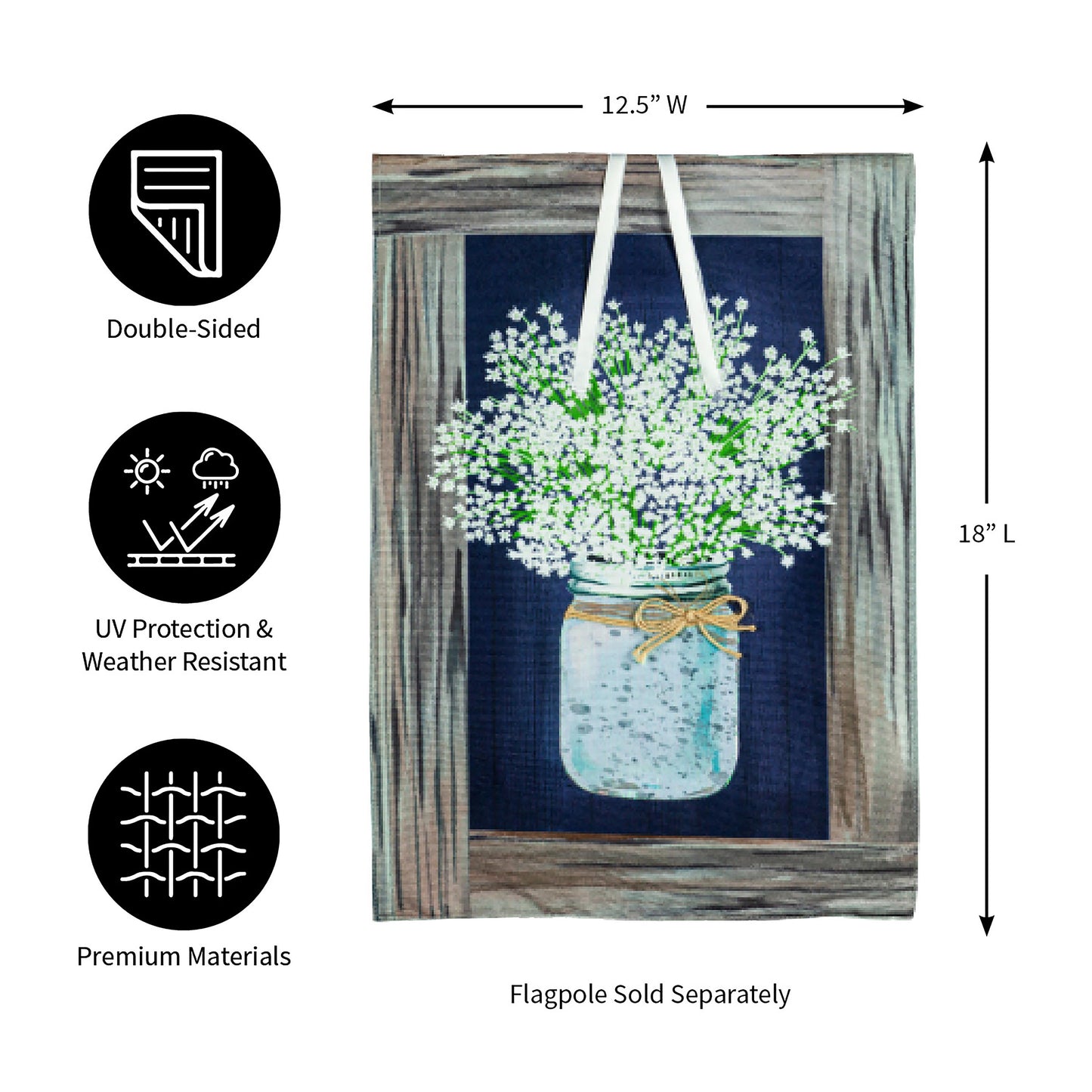 Hanging Mason Jar Garden Linen Flag