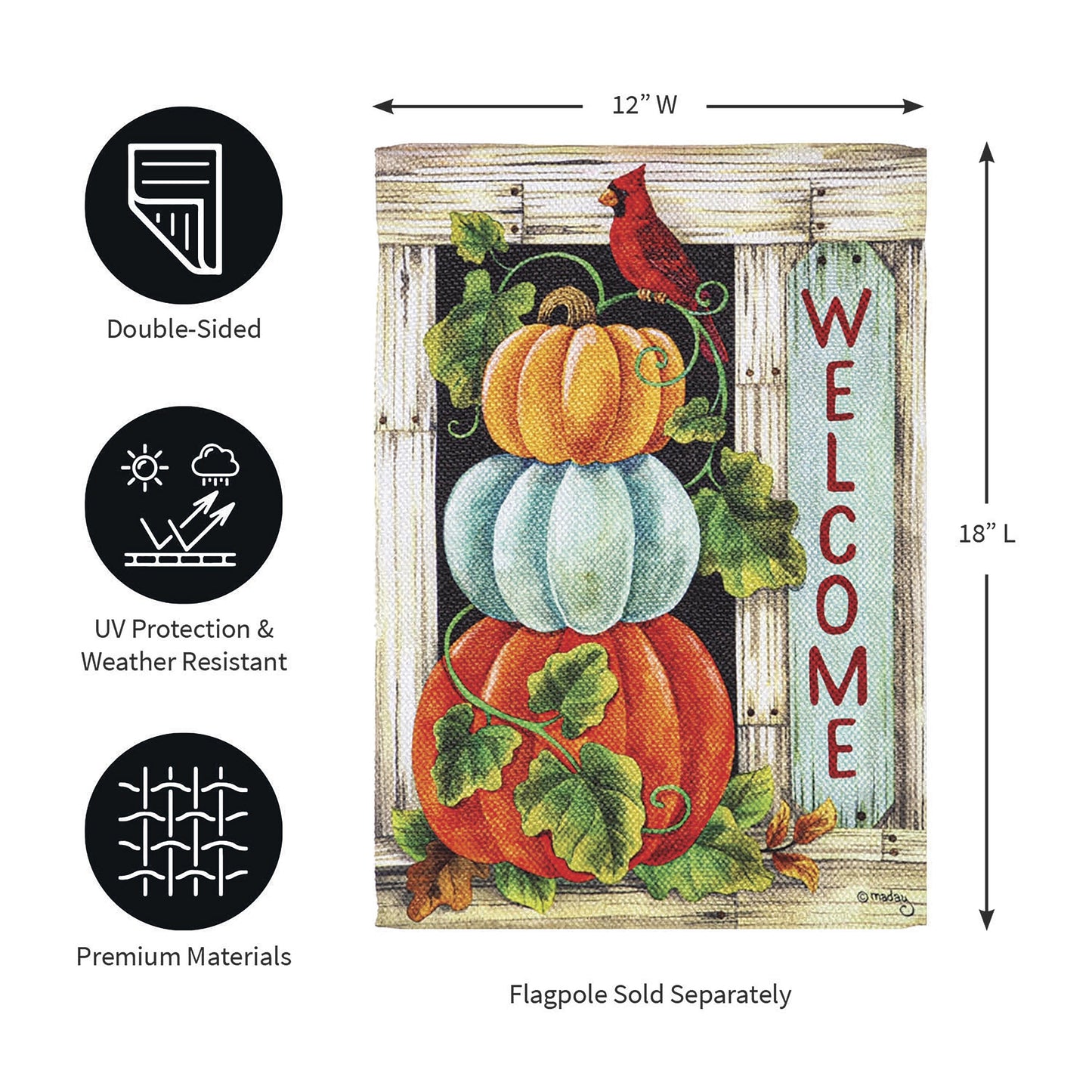 Pumpkin Stack Garden Textured Suede Flag