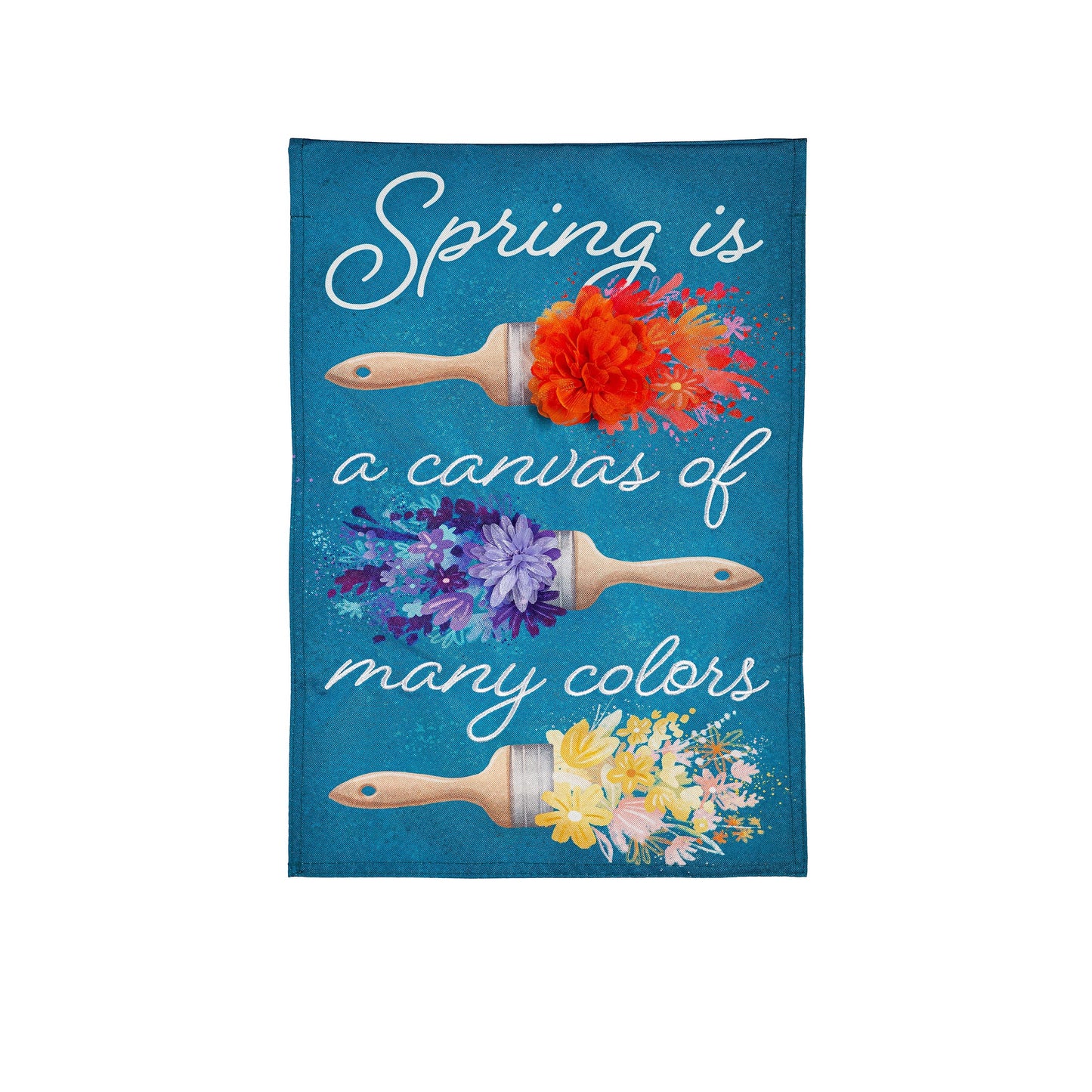 Spring is a Canvas of Many Colors Linen Garden Flag