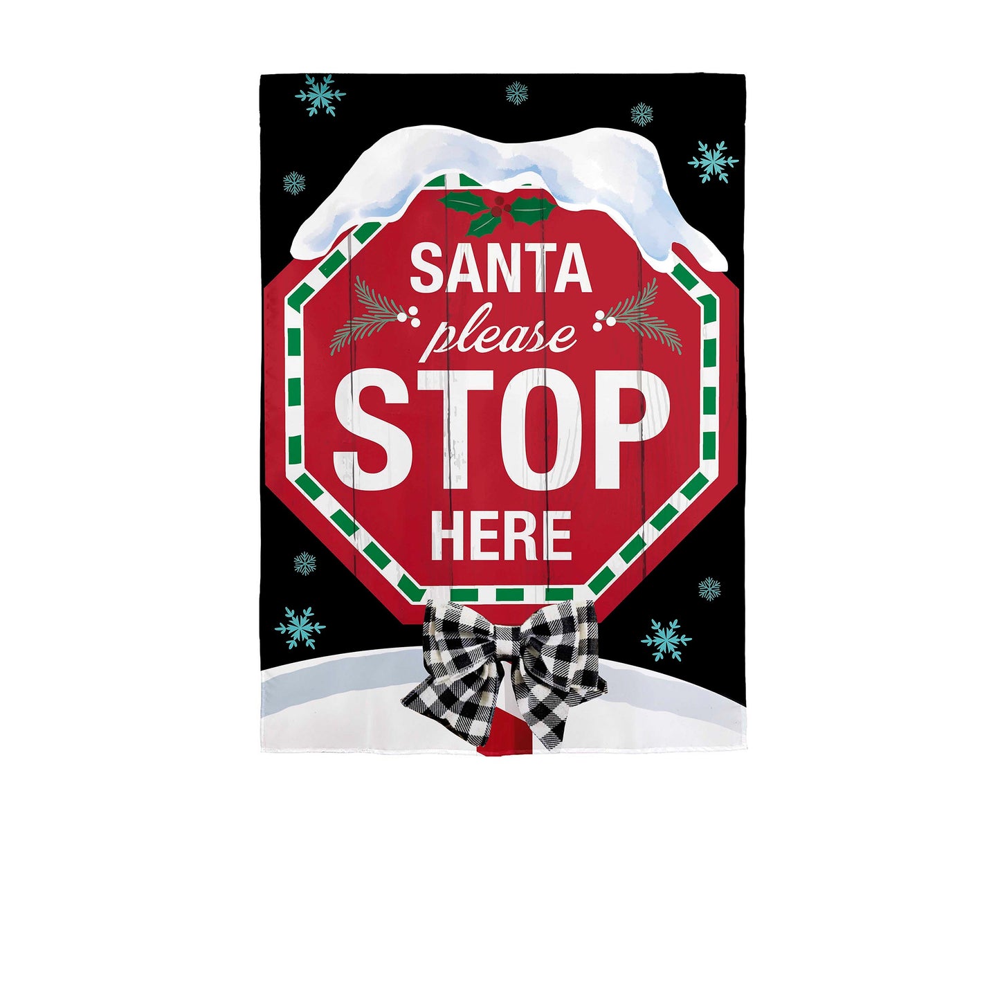 Santa Please Stop Here Applique Garden Flag