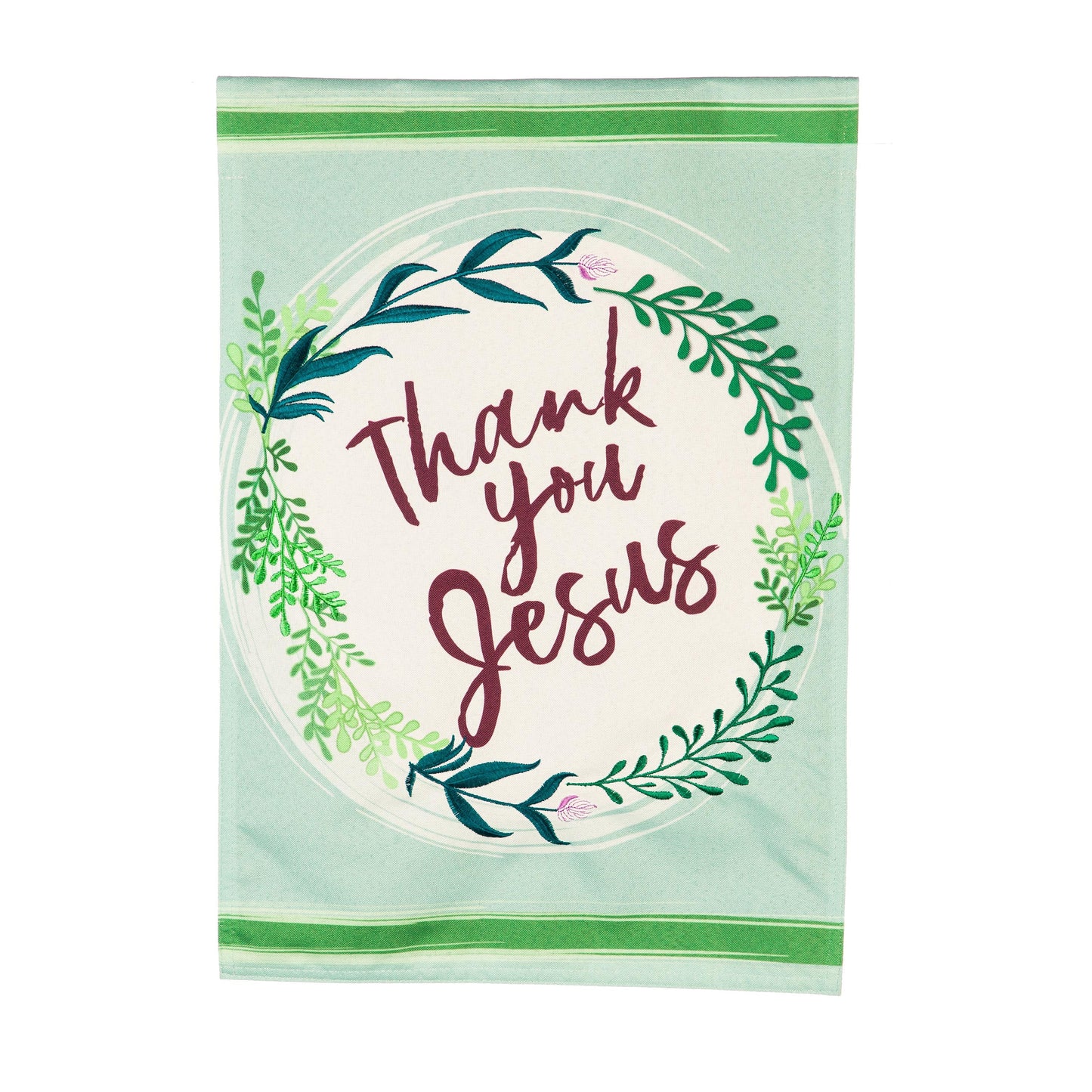 Thank You Jesus Garden Linen Flag