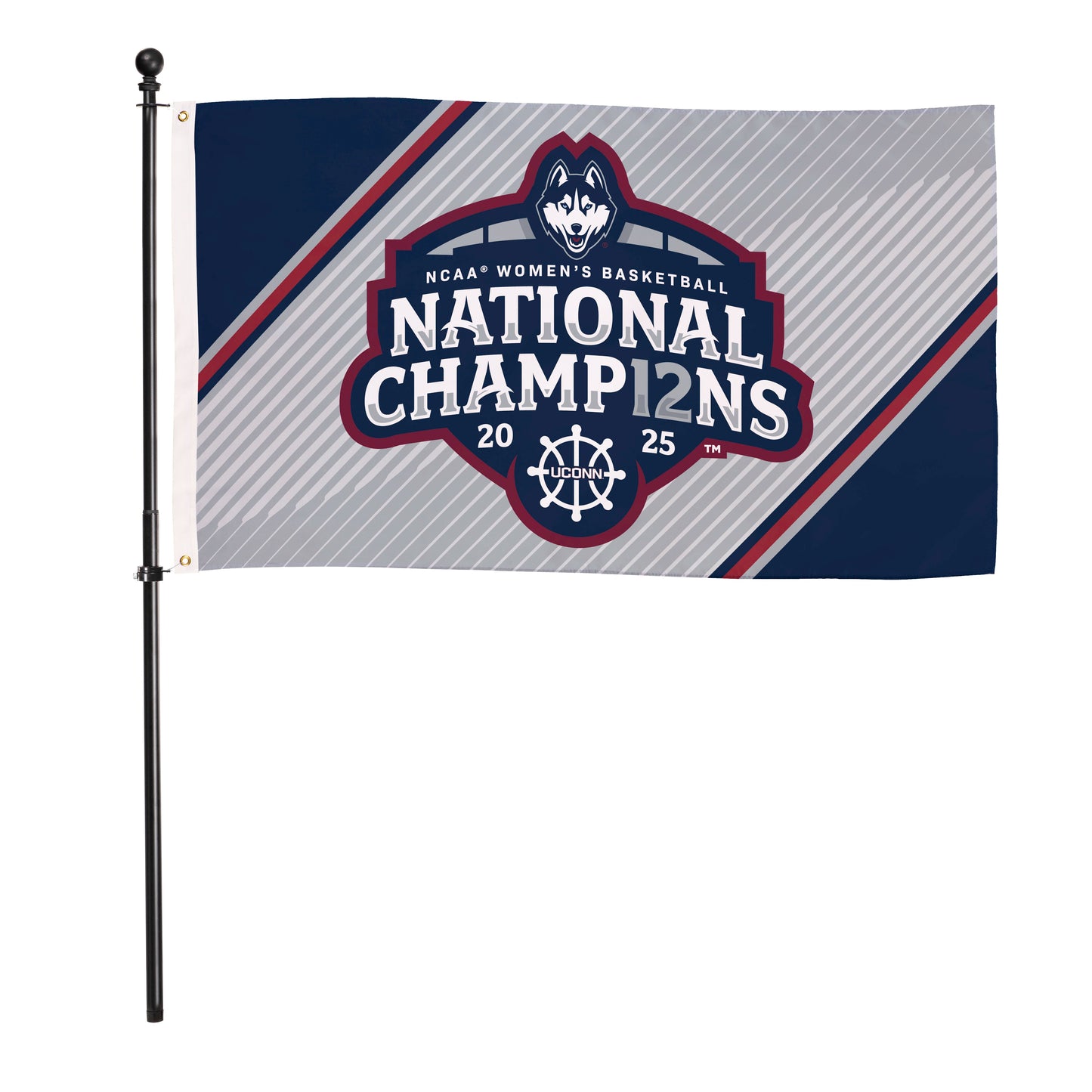 University of Connecticut, Womens NCAAB Champs Single Sided Flag w/ 2 Grommets, 3'x5' Estate Size