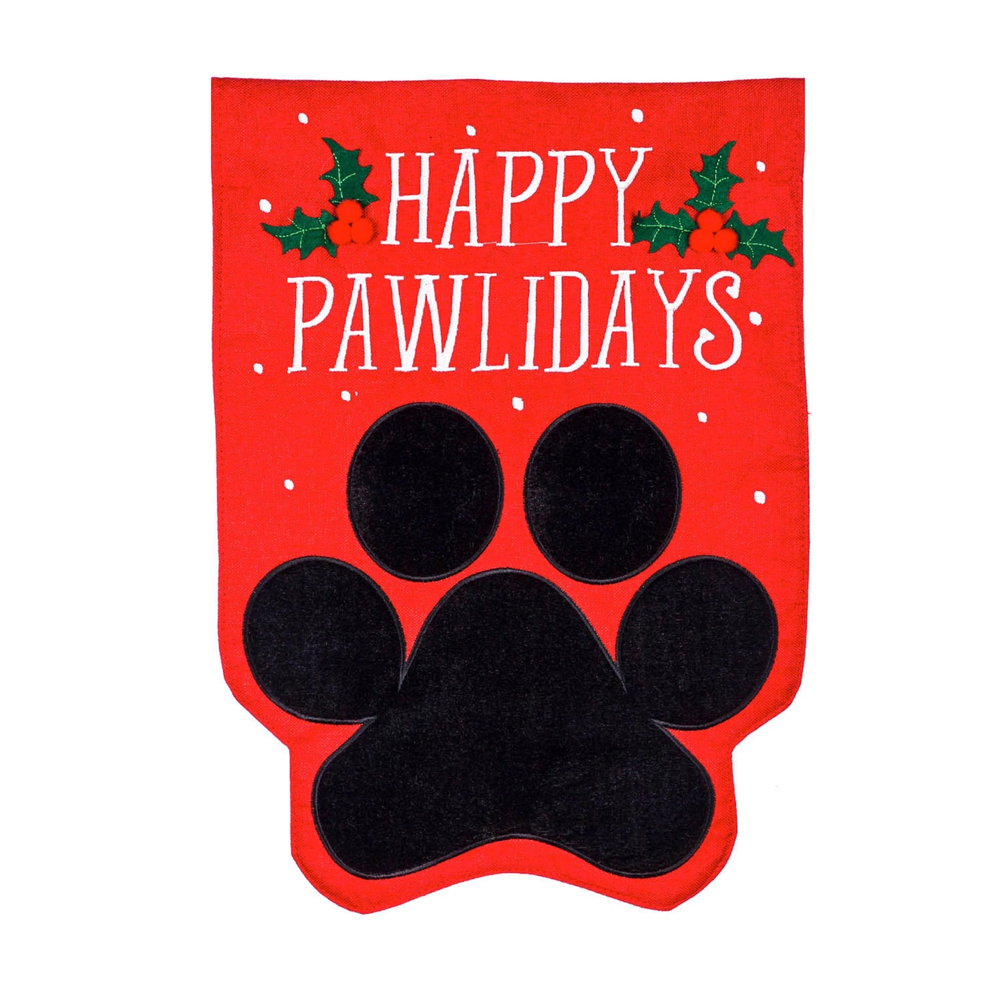 Happy Pawlidays Burlap House Flag
