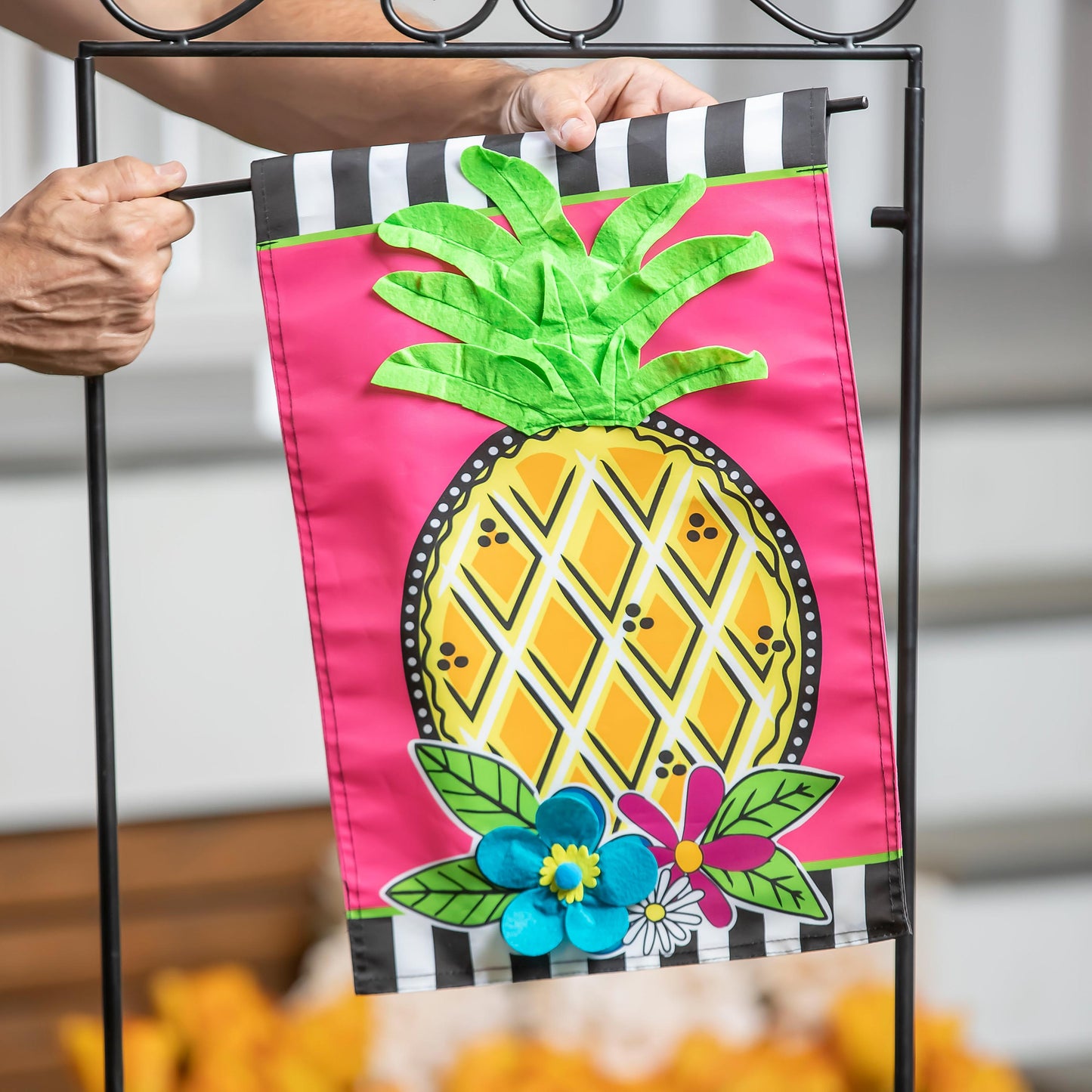 Potted Plant Garden Flag Stand