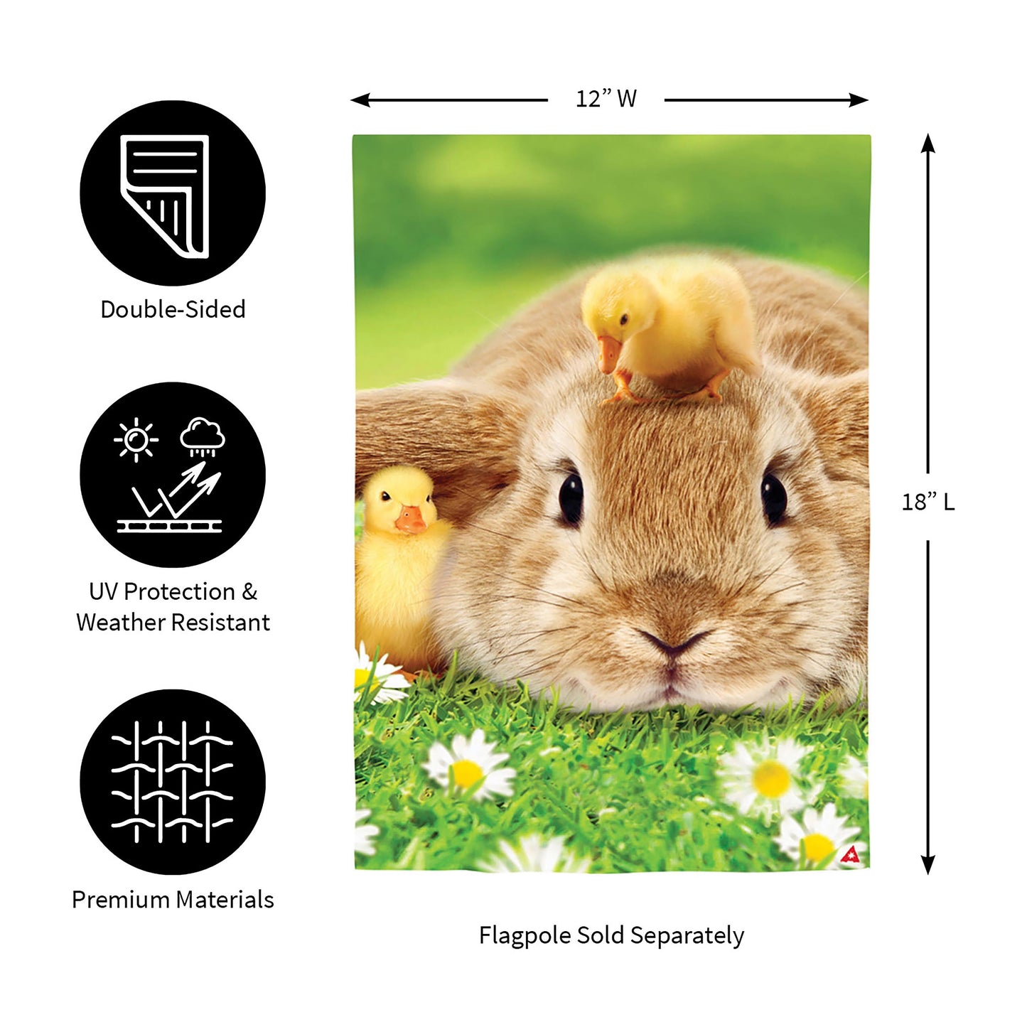 Bunny and Duckling Lustre Garden Flag