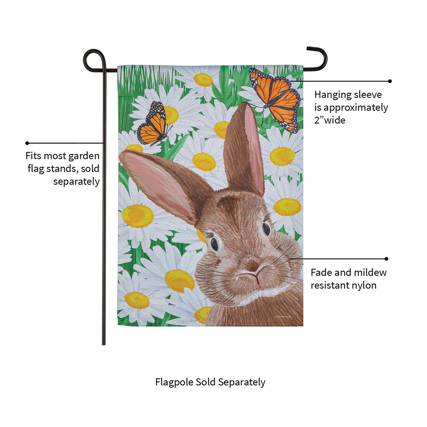 Hello Bunny Suede Garden Flag