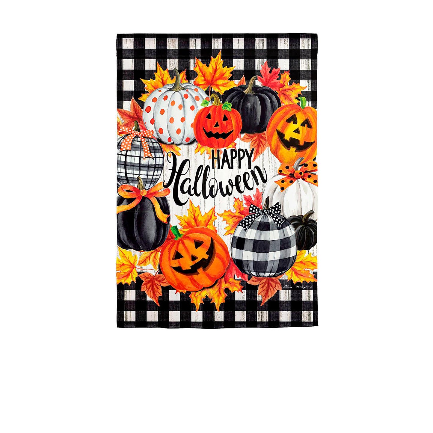 Halloween Pumpkin Wreath House Suede Flag