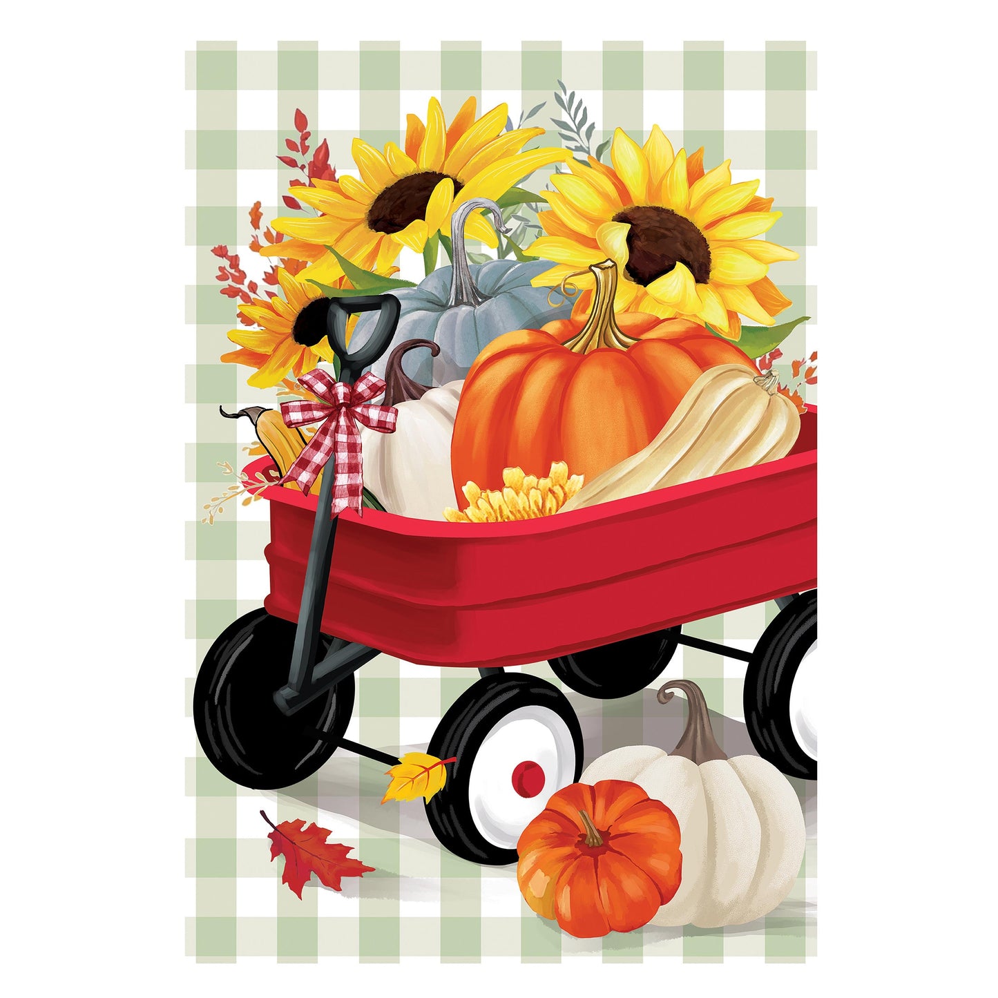 Wagon Filled Pumpkin Suede Garden Flag
