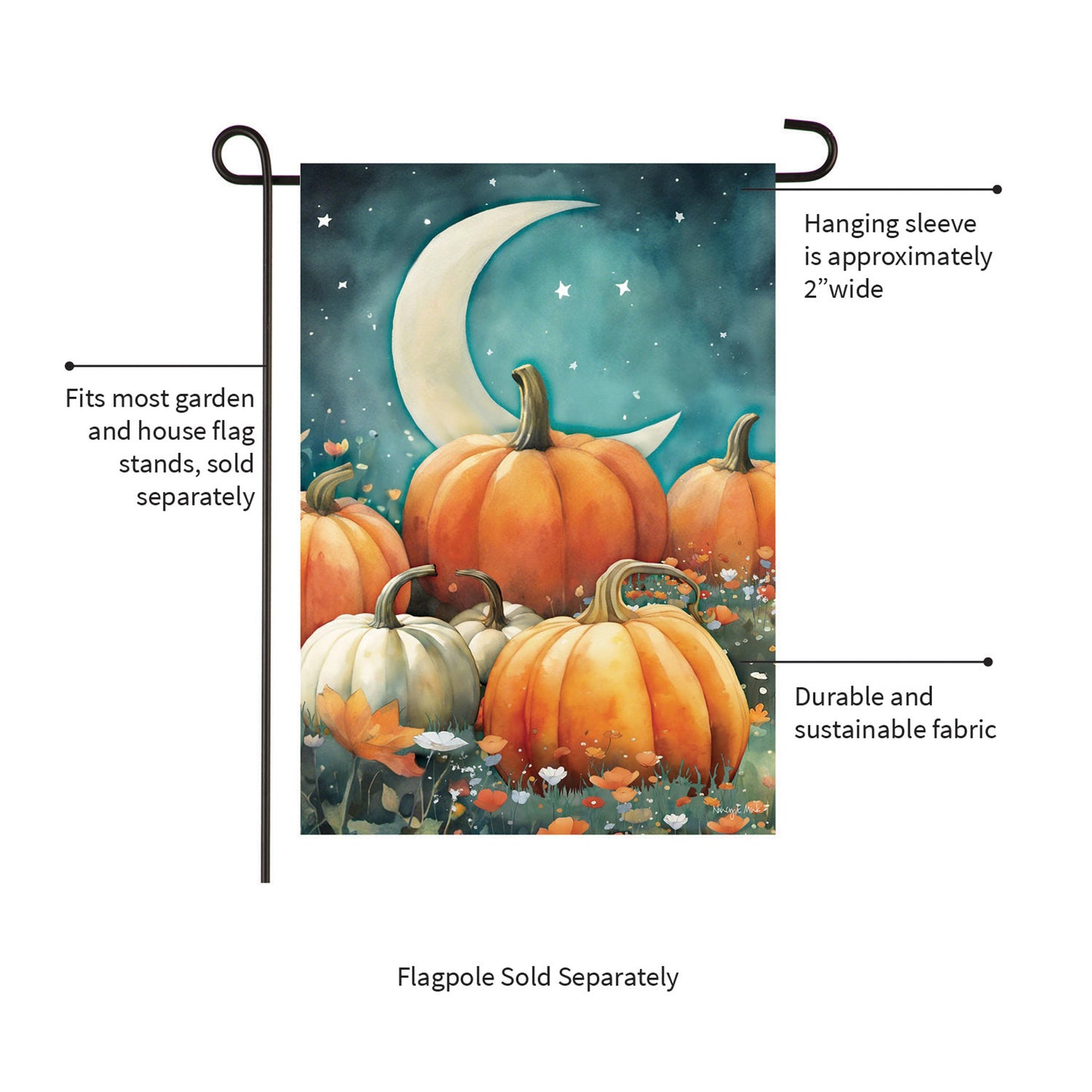 Watercolor Pumpkin Patch Suede Garden Flag