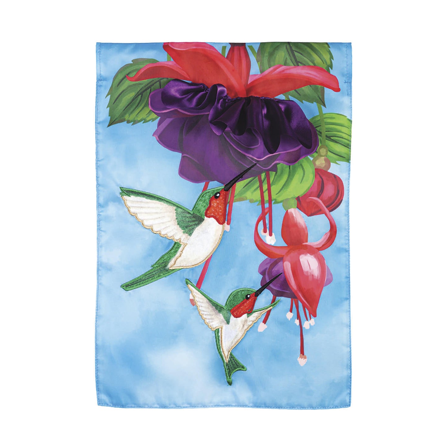Hummingbirds Applique Garden Flag