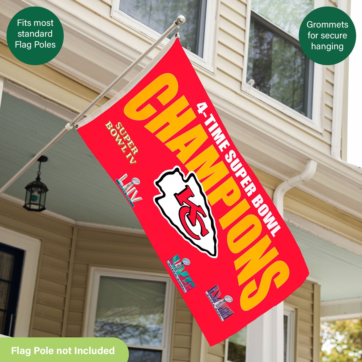 Kansas City Chiefs Multi-Win Superbowl Champions Football 3x5 Flag
