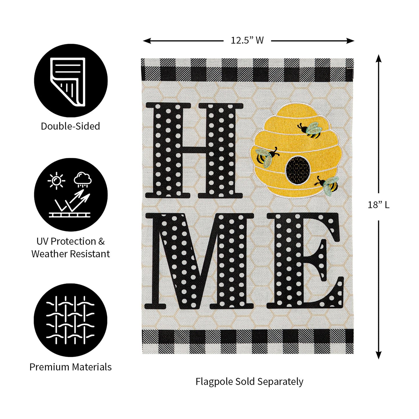 HOME Hive Garden Burlap Flag