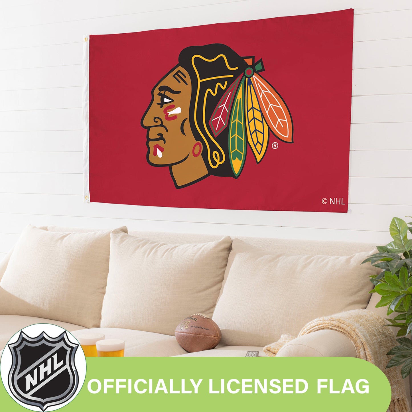 Chicago Blackhawks Single Sided Estate Flag with 2 Grommets, 3'x5'