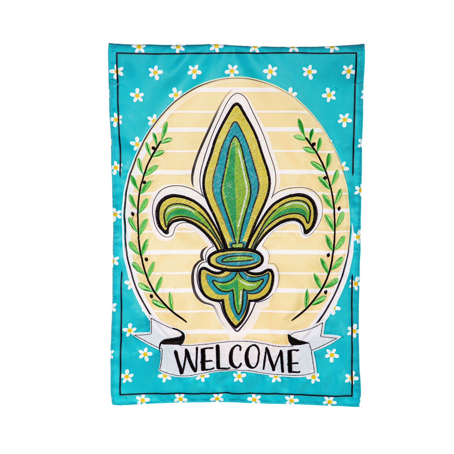 Fleur De Lis Welcome Applique Garden Flag