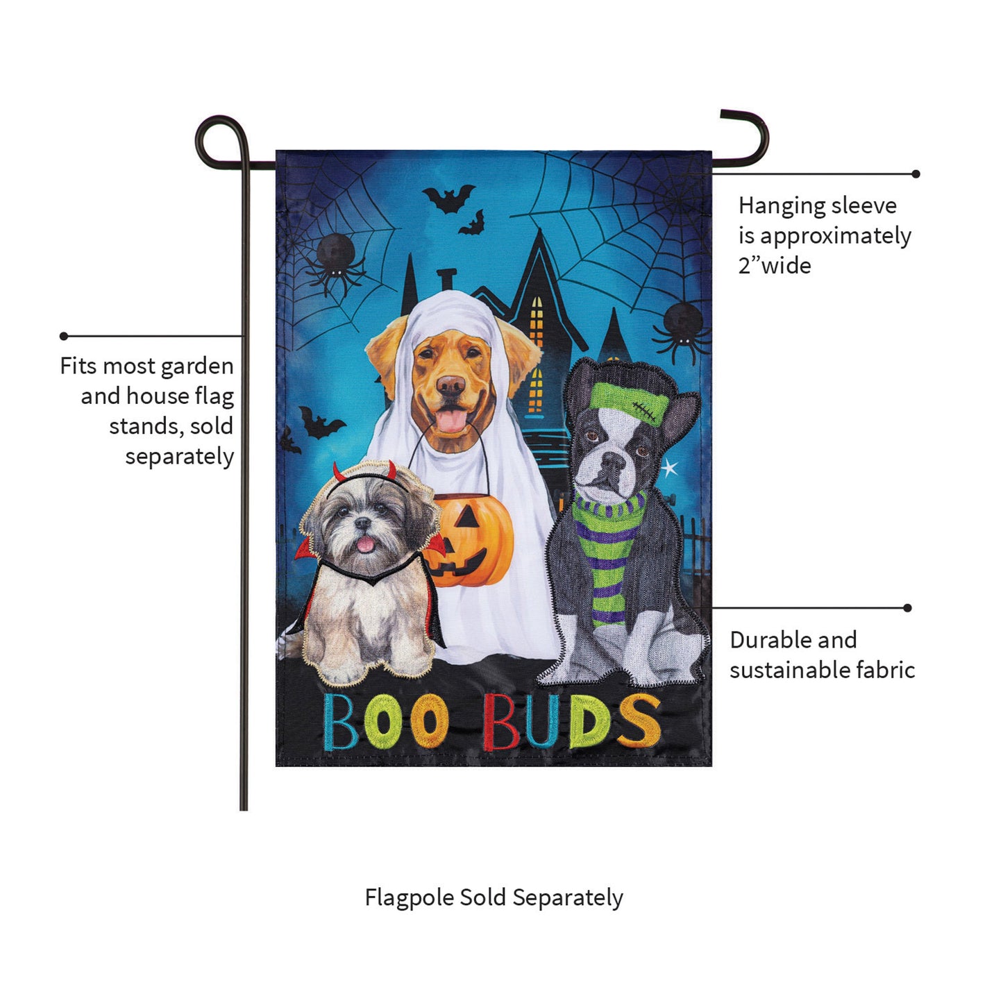 Boo Buds Applique Garden Flag