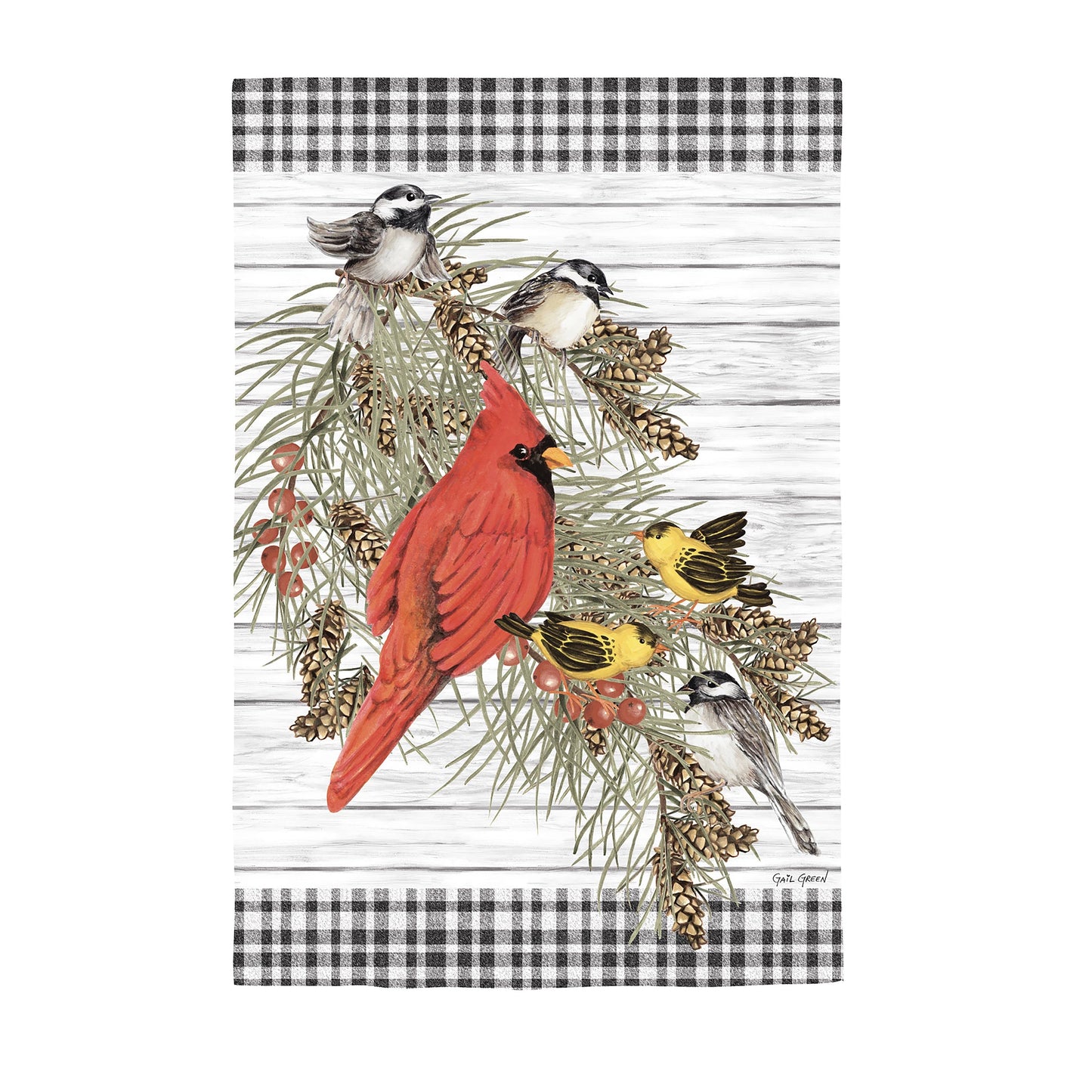 Bird Friends Moire House Flag