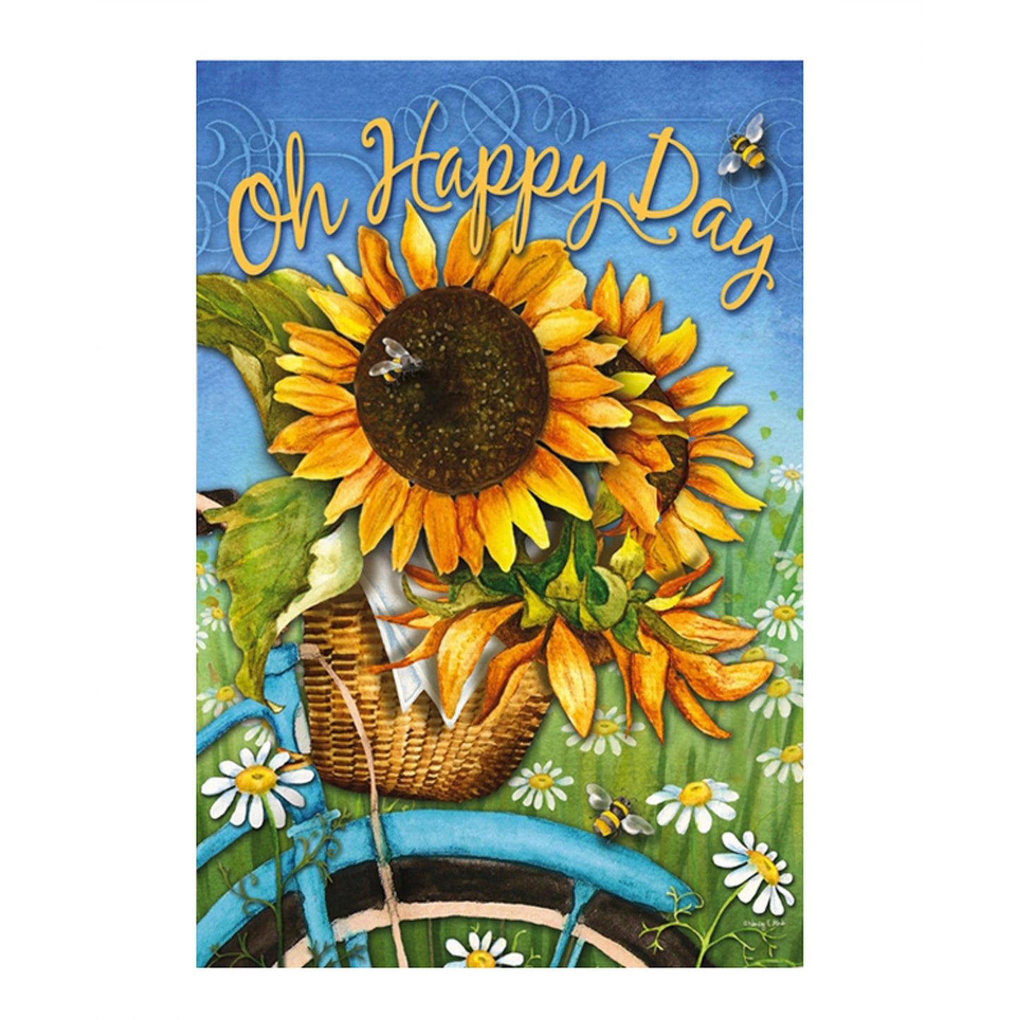 Happy Day Sunflowers House Suede Flag