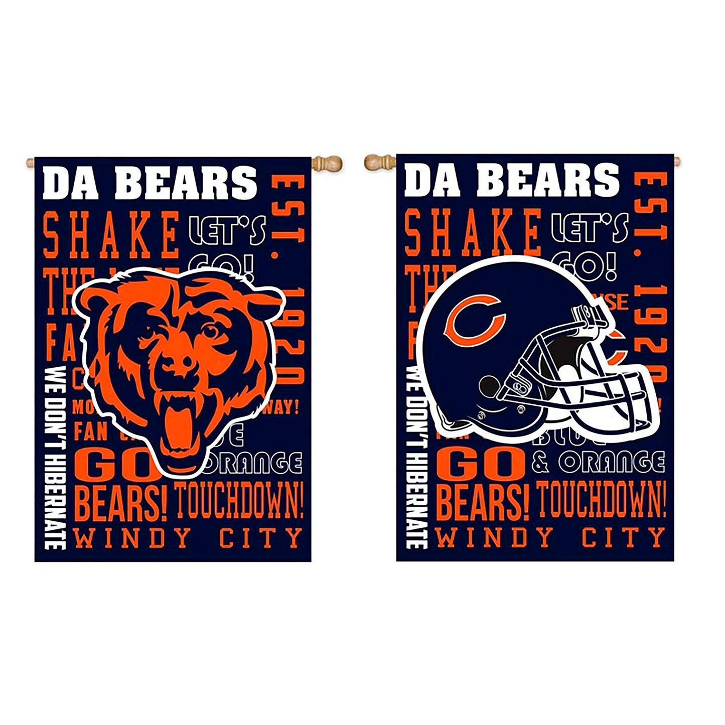 Double-Sided Fan Rules NFL Team Pride Sueded House Flag, Chicago Bears