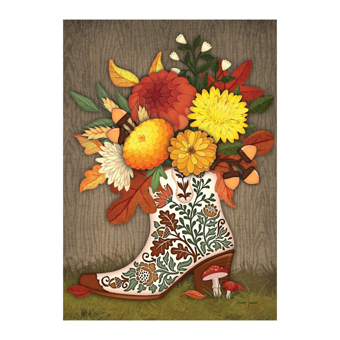 Boot Floral Suede Garden Flag