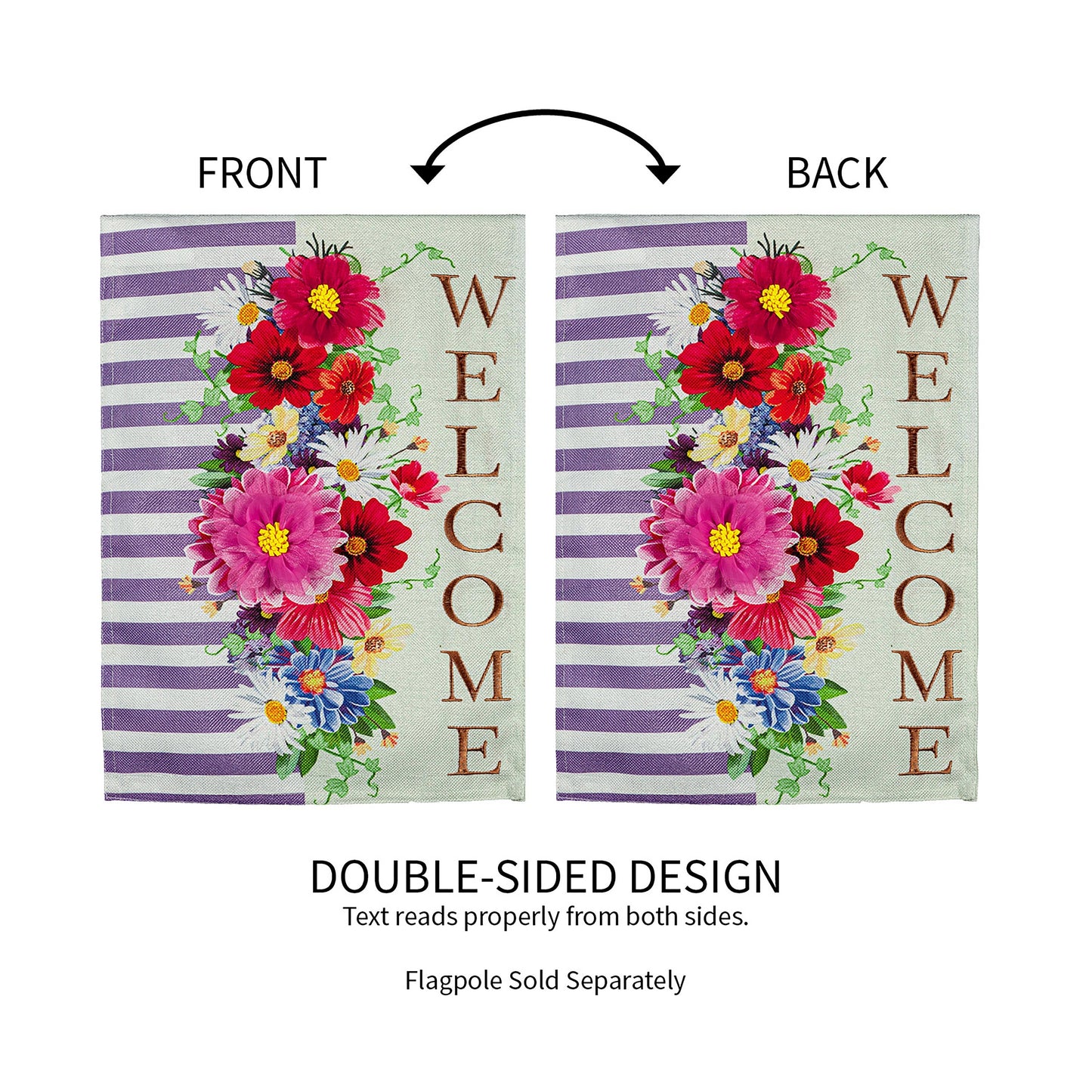 Divided Floral Garden Burlap Flag