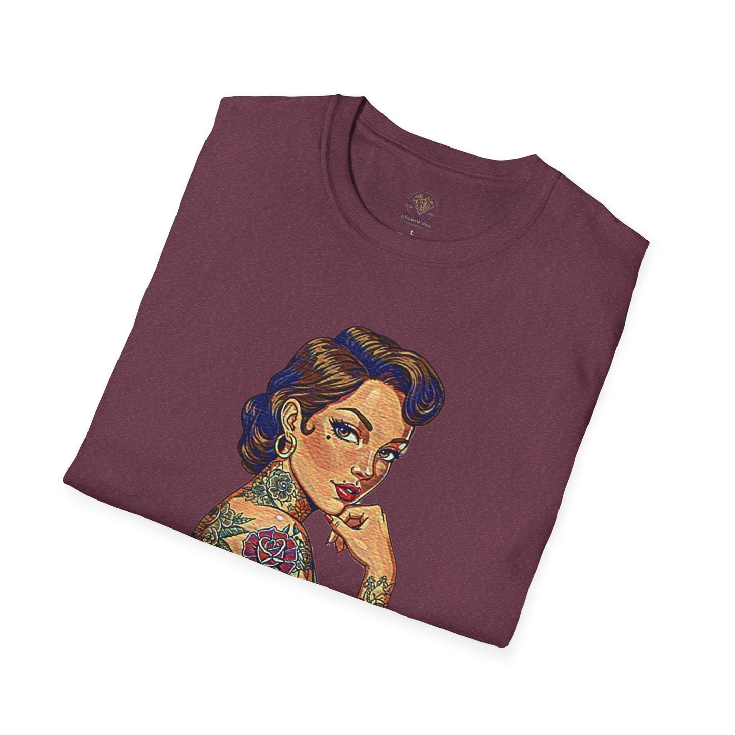 Clothed With Strength Tattooed Pin Up Vintage Graphic Tee