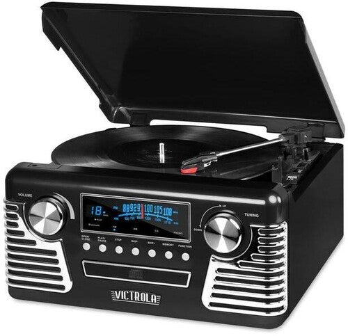 Victrola Retro 7-in-1 Bluetooth Music Center Black (V50-200-BLK) - Turntable