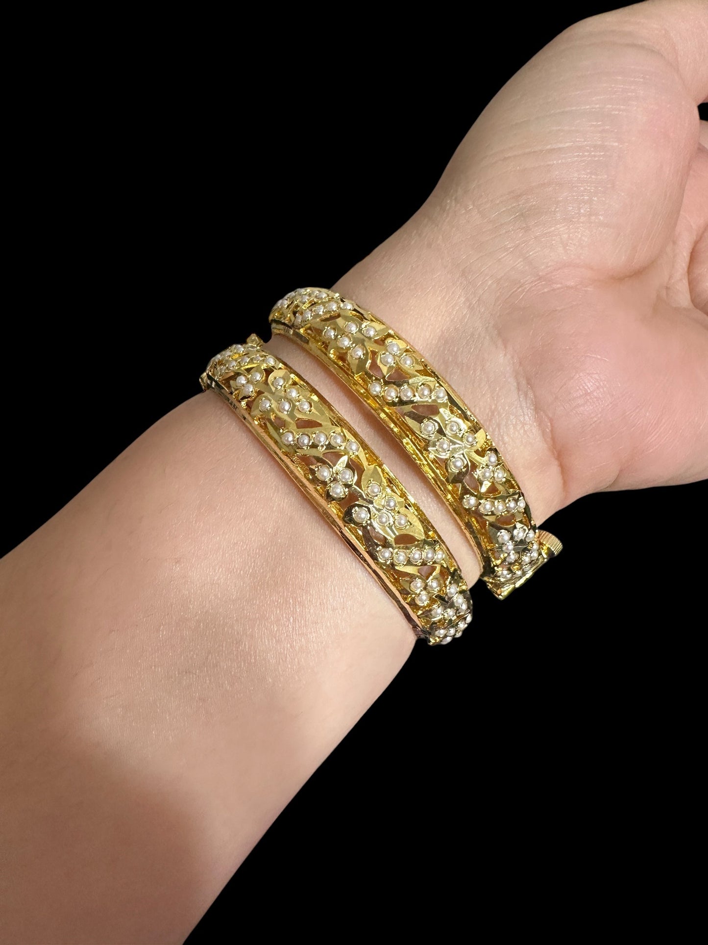 B308 Jadau bangles ( pearls ) ( READY TO SHIP)