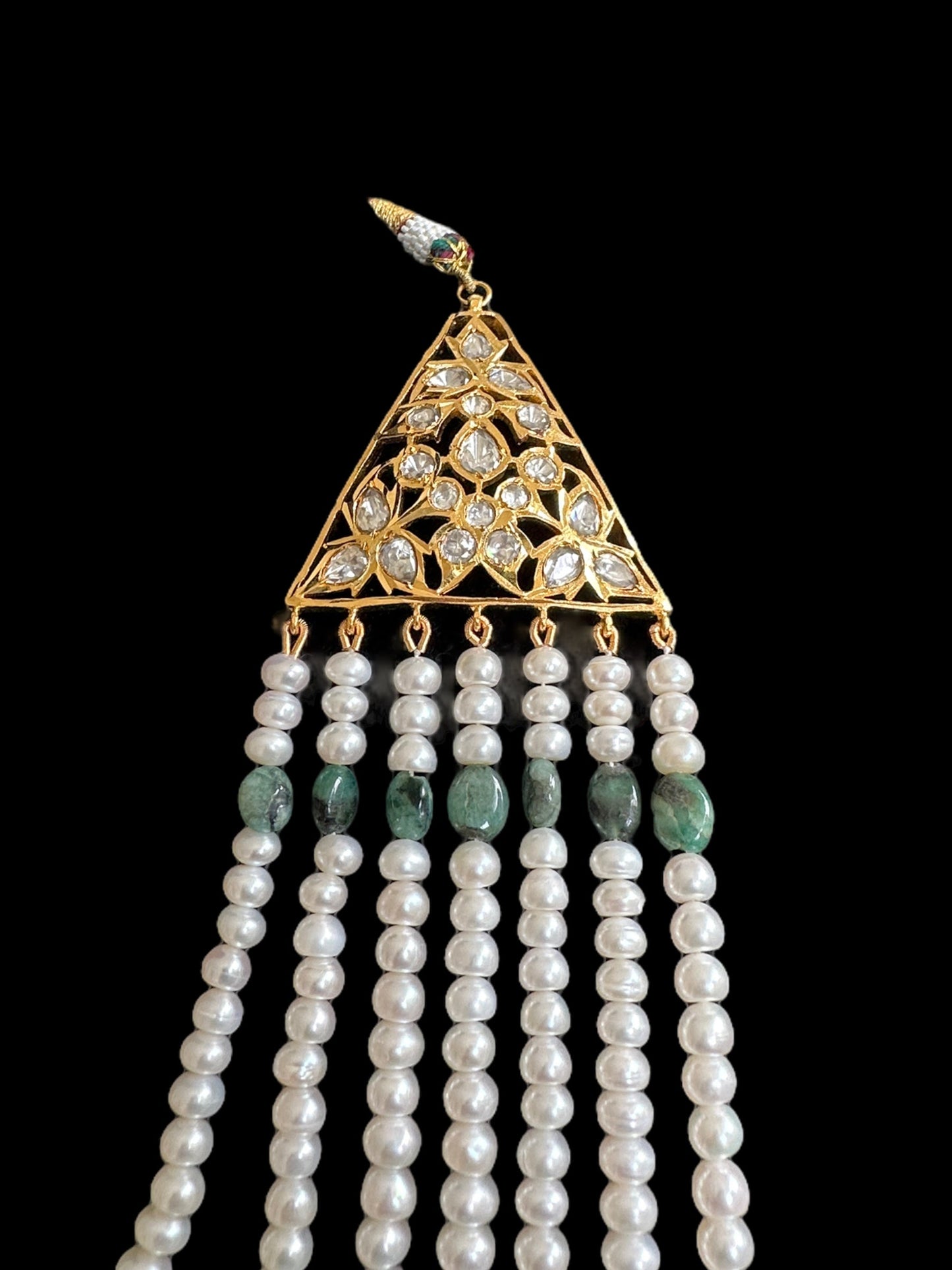 BR310 Bridal jadavi lacha , satlada in moissanite and emeralds ( SHIPS IN 2 WEEKS )