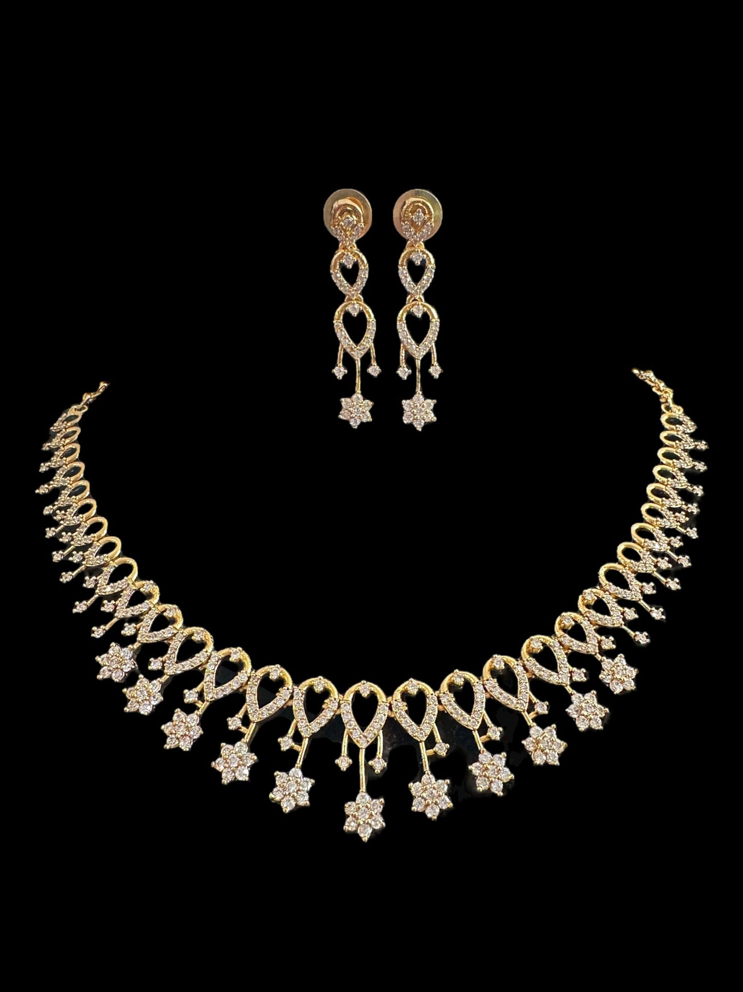 DNS153 Rima necklace earrings in cz ( READY TO SHIP )