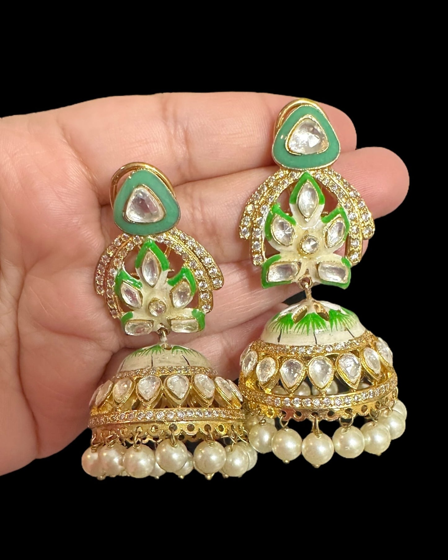 DER756 Rupal polki jhumka ( READY TO SHIP )