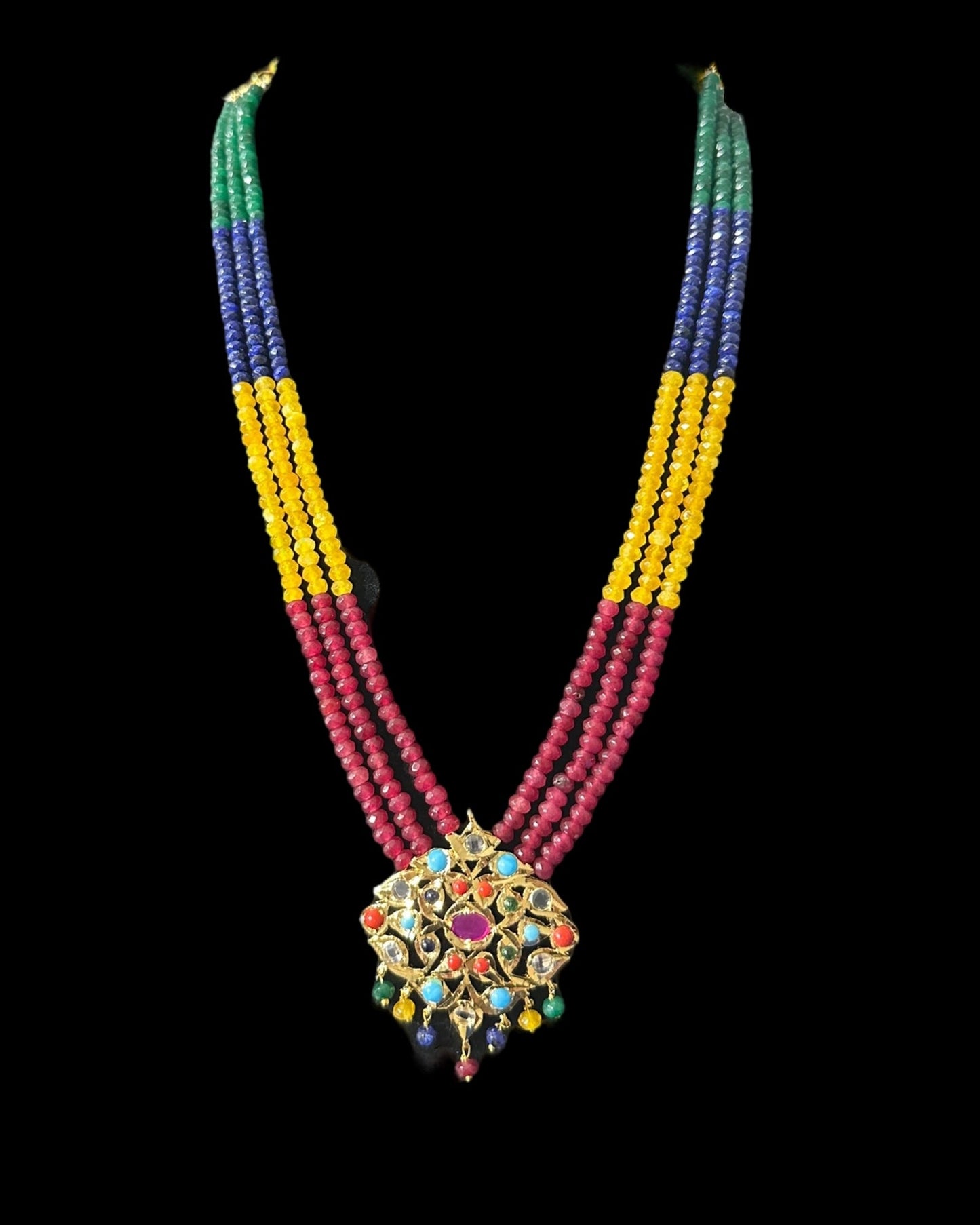 NS214 Meeraj necklace set ( navratan ) ( READY TO SHIP )