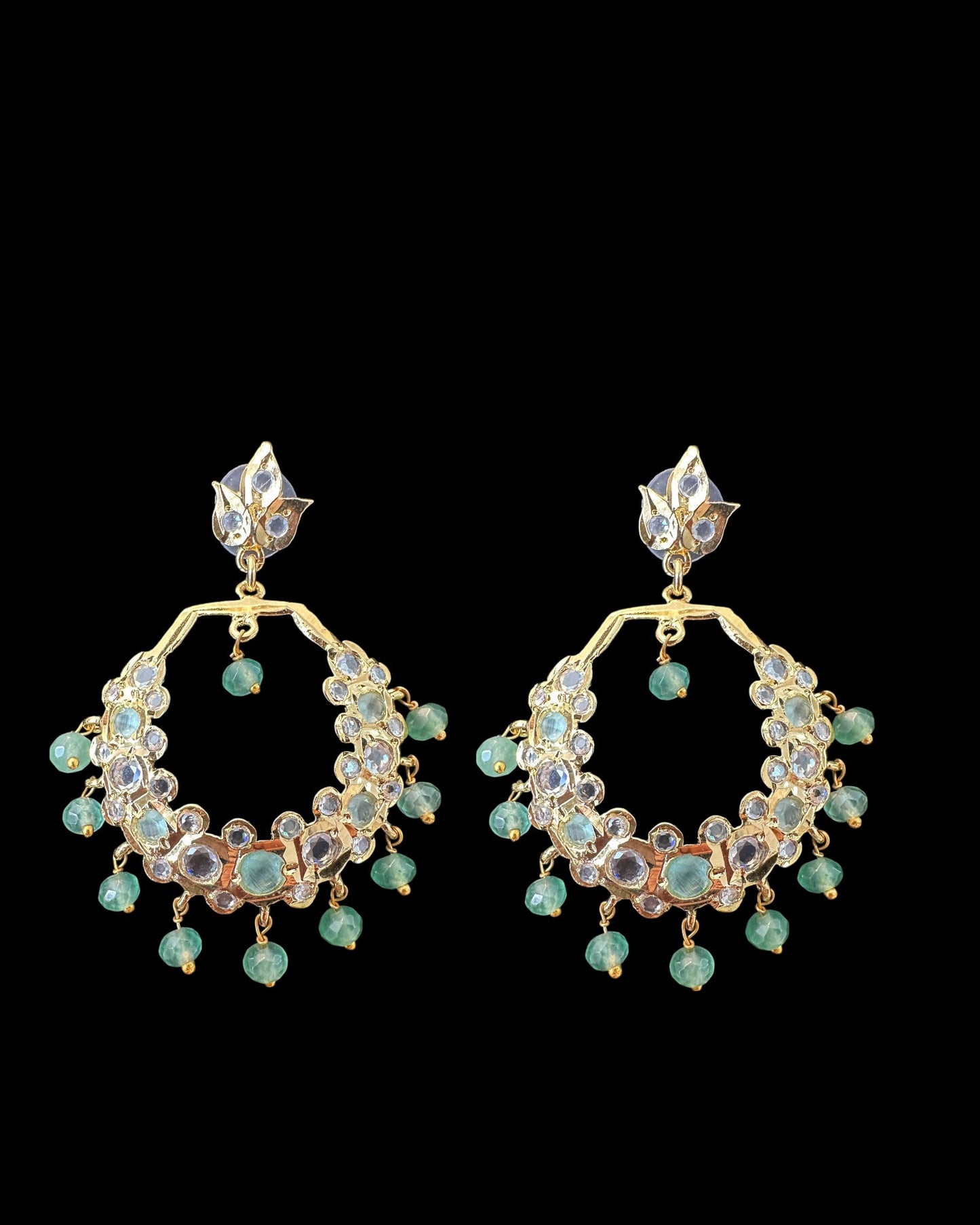 PS563 Tirmani in mint stones and beads with shell pearls ( READY TO SHIP )