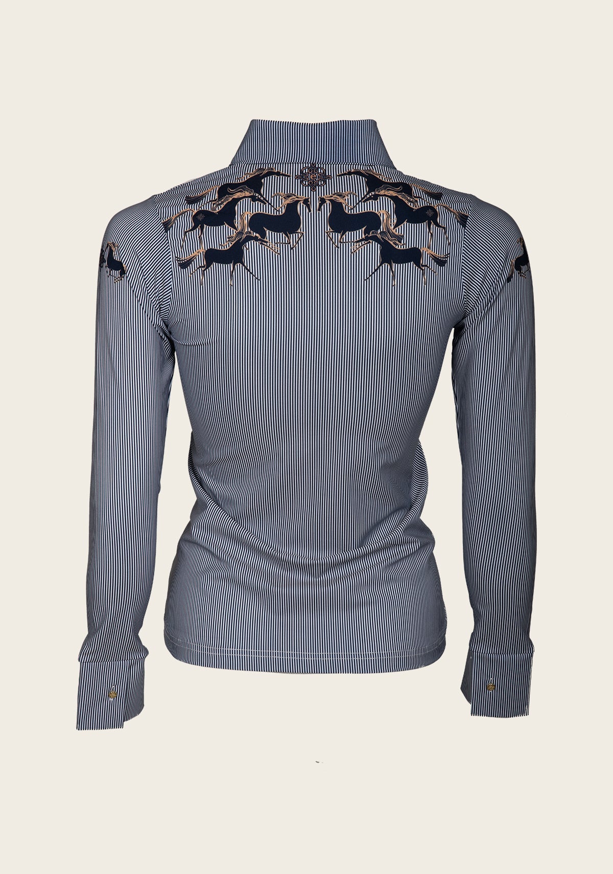 Running Horses Navy Ladies’ Button Sun Shirt