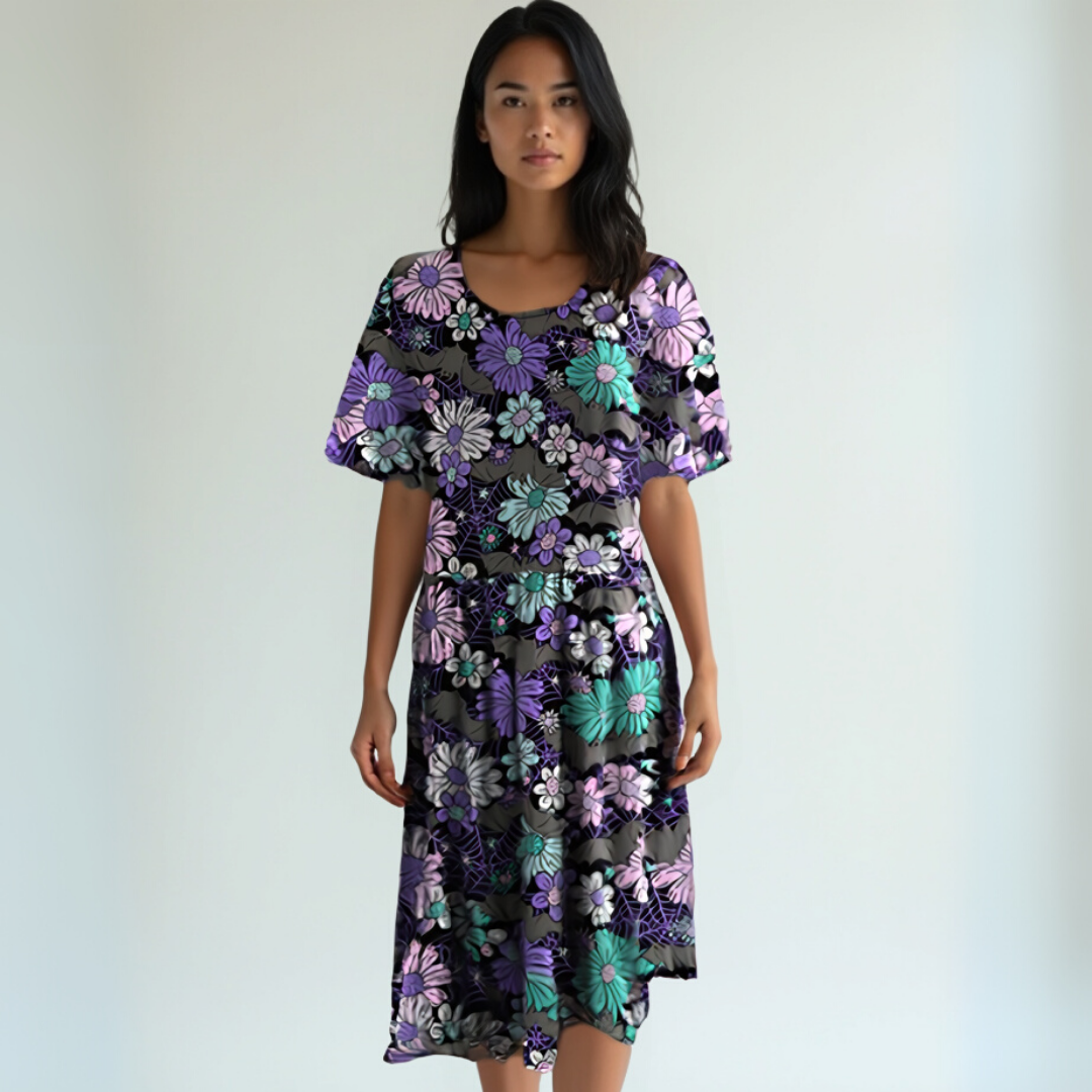 CANCELLED Pastel Goth Fit-and-Flare Short Midi Dress with Pockets - High-quality Handcrafted Vibrant Dresses